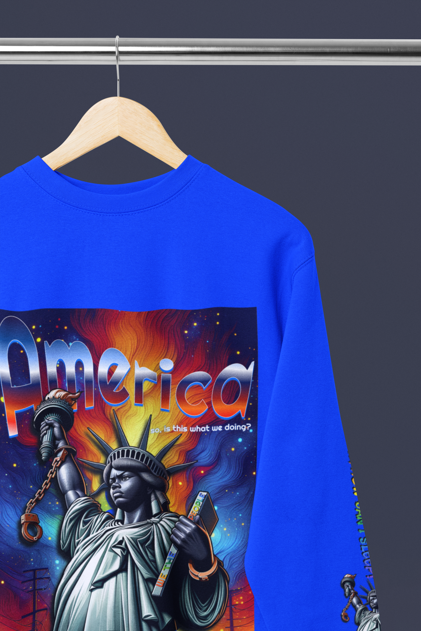 America Graphic Crewneck Sweatshirt - Juneteenth Unisex Heavy Blend™ - Casual Activist Fashion, No Kings Protest Shirt, Hands Off Protest Tee