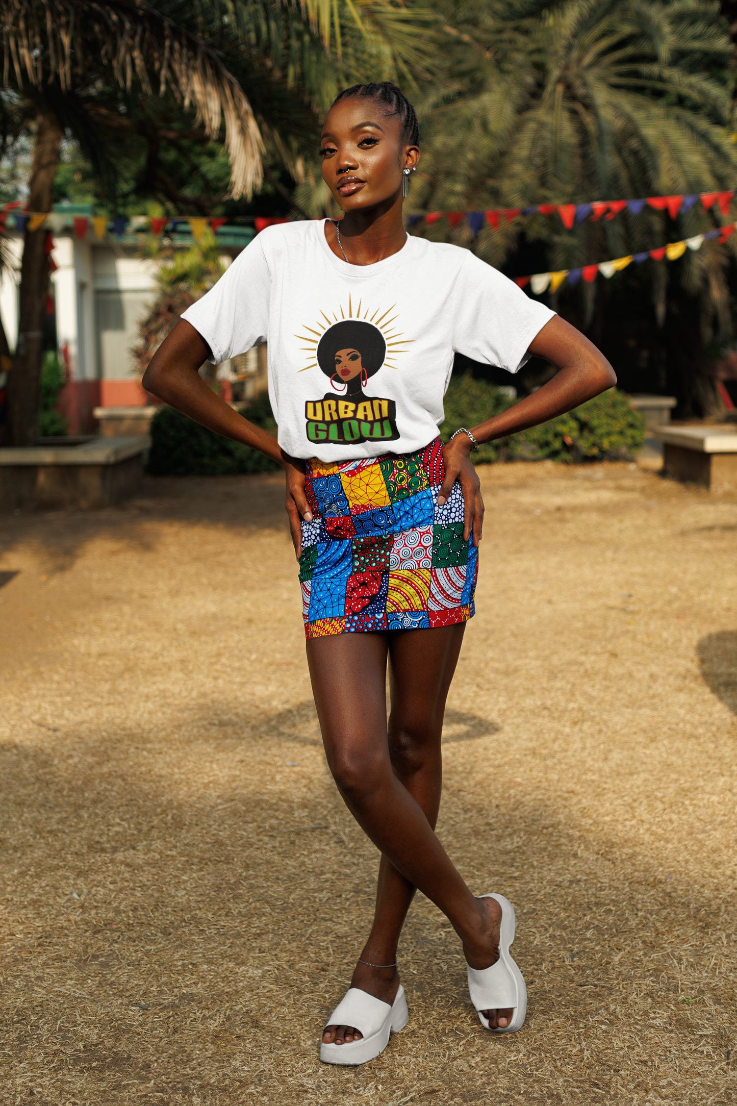 Urban Glow Unisex Heavy Cotton Tee - Afrocentric Streetwear T-Shirt for Her, Juneteenth Casual Wear, Melanin T-Shirts for Women