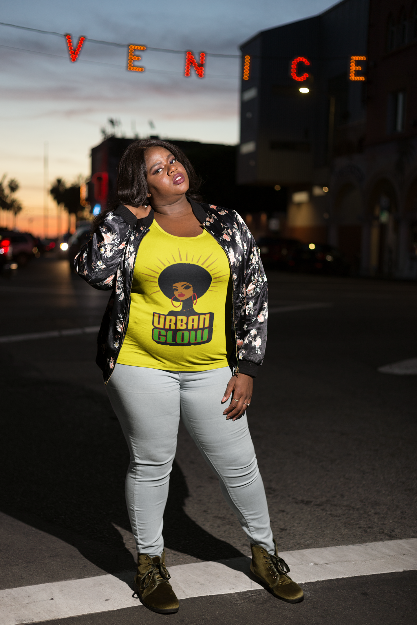 Urban Glow Unisex Heavy Cotton Tee - Afrocentric Streetwear T-Shirt for Her, Juneteenth Casual Wear, Melanin T-Shirts for Women
