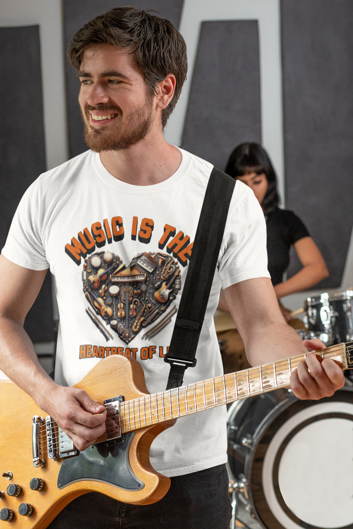 Heartfelt Music Tee, Unisex Short Sleeve Music T-Shirt, Gift for Musicians, Music Lover Apparel, Heartbeat of Life Shirt, Concert Outfit