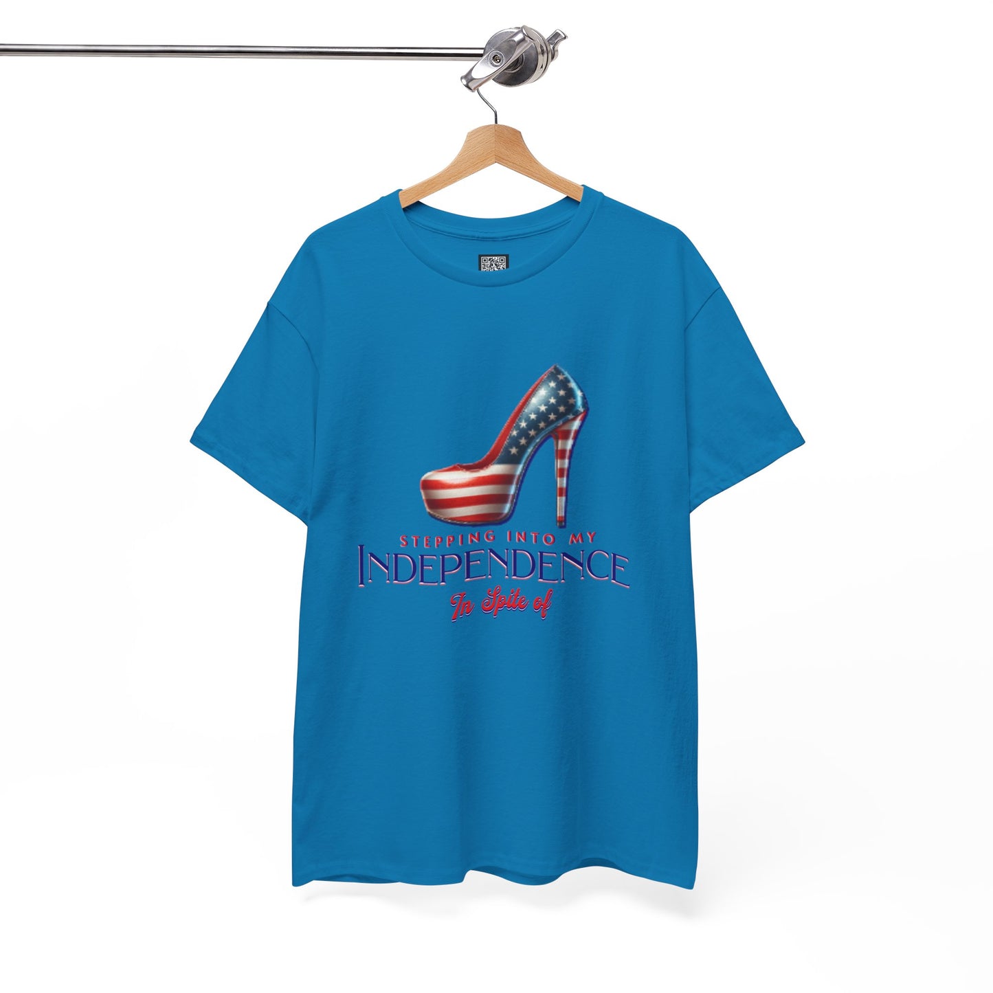 Independence Celebration Tee, Cute Women Heavy Cotton T-Shirt, Patriotic 4th of July Shirt, Cute Flag Gift for Her, Summer Style