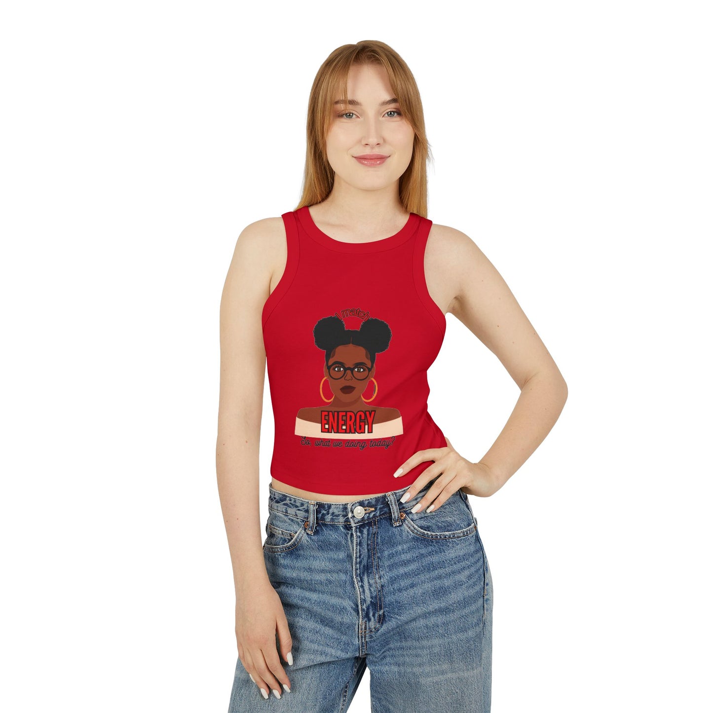 I Match Energy Women's Micro Rib Racer Tank Top,.