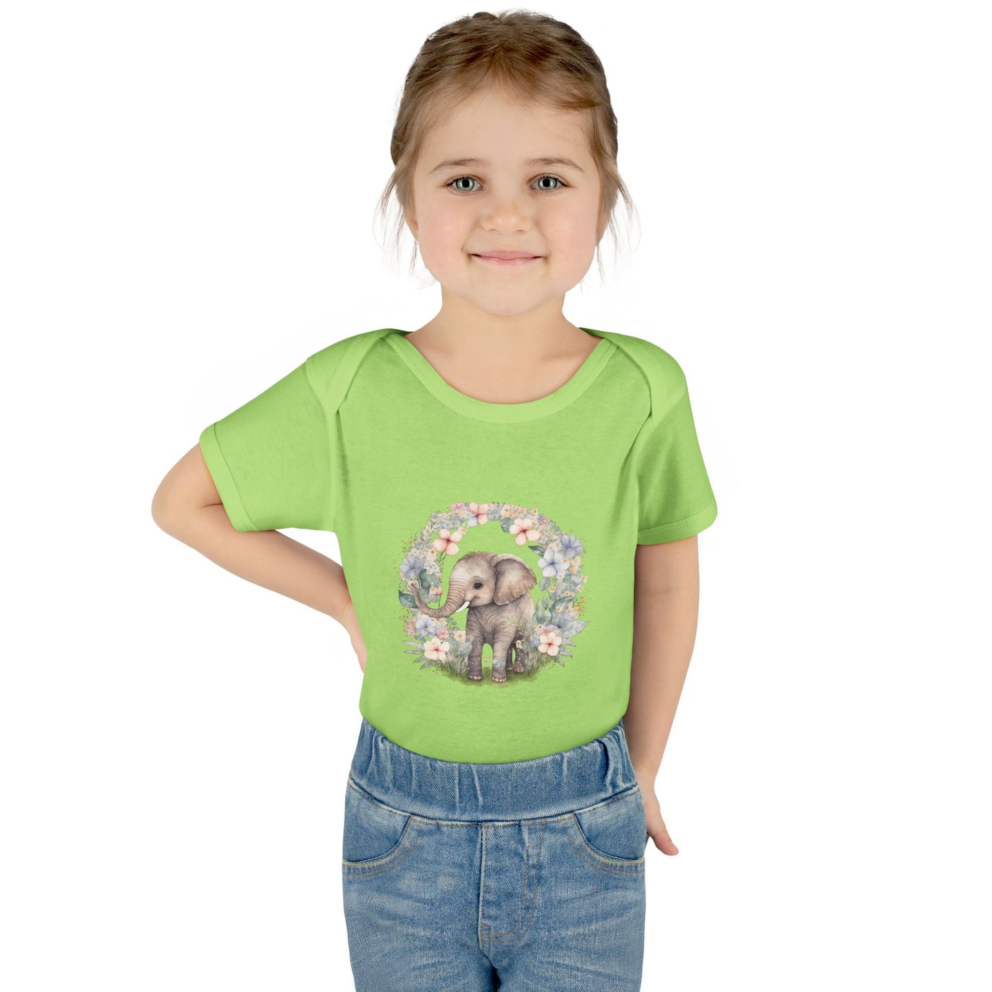 Elephant Baby Bodysuit, Cute Infant Outfit, Baby Shower Gift, Gender Neutral, Woodland Theme, Floral Design, Newborn Clothing