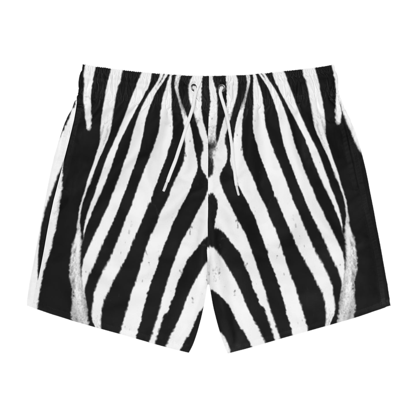 Bold Zebra Print Swim Trunks for Stylish Summer Adventures, Men's Swim Trunks for Pool Parties, Matching Women's Bikini (sold separately)