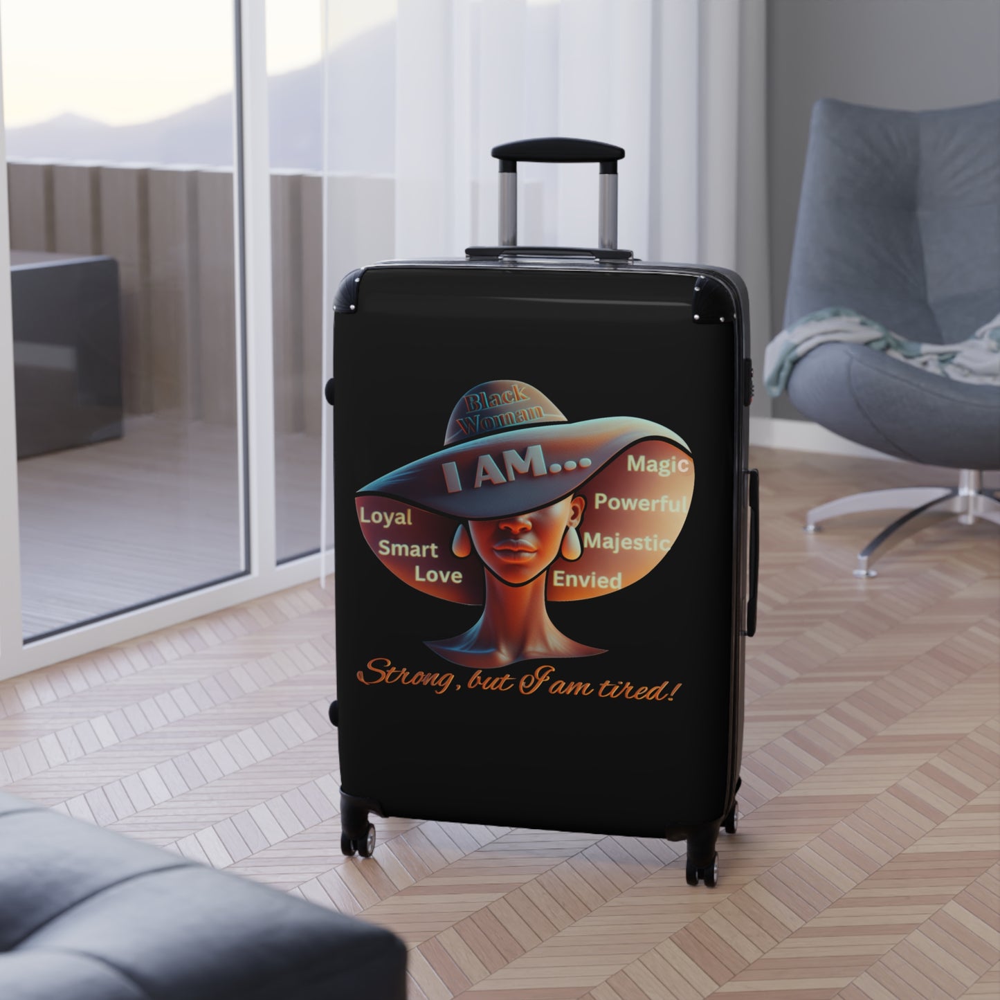 Black Girl Magic Suitcase, Afrocentric Suitcase, Black Woman Suitcase, Custom Suitcase for Anyone, Unisex Custom Design Suitcase