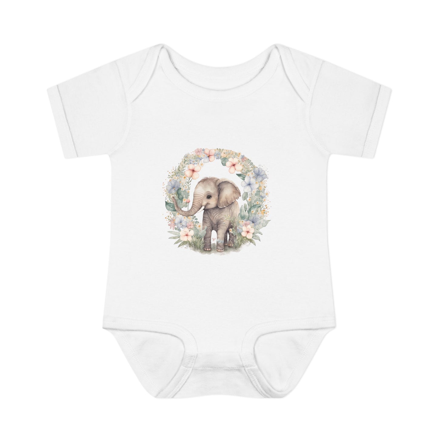 Elephant Baby Bodysuit, Cute Infant Outfit, Baby Shower Gift, Gender Neutral, Woodland Theme, Floral Design, Newborn Clothing