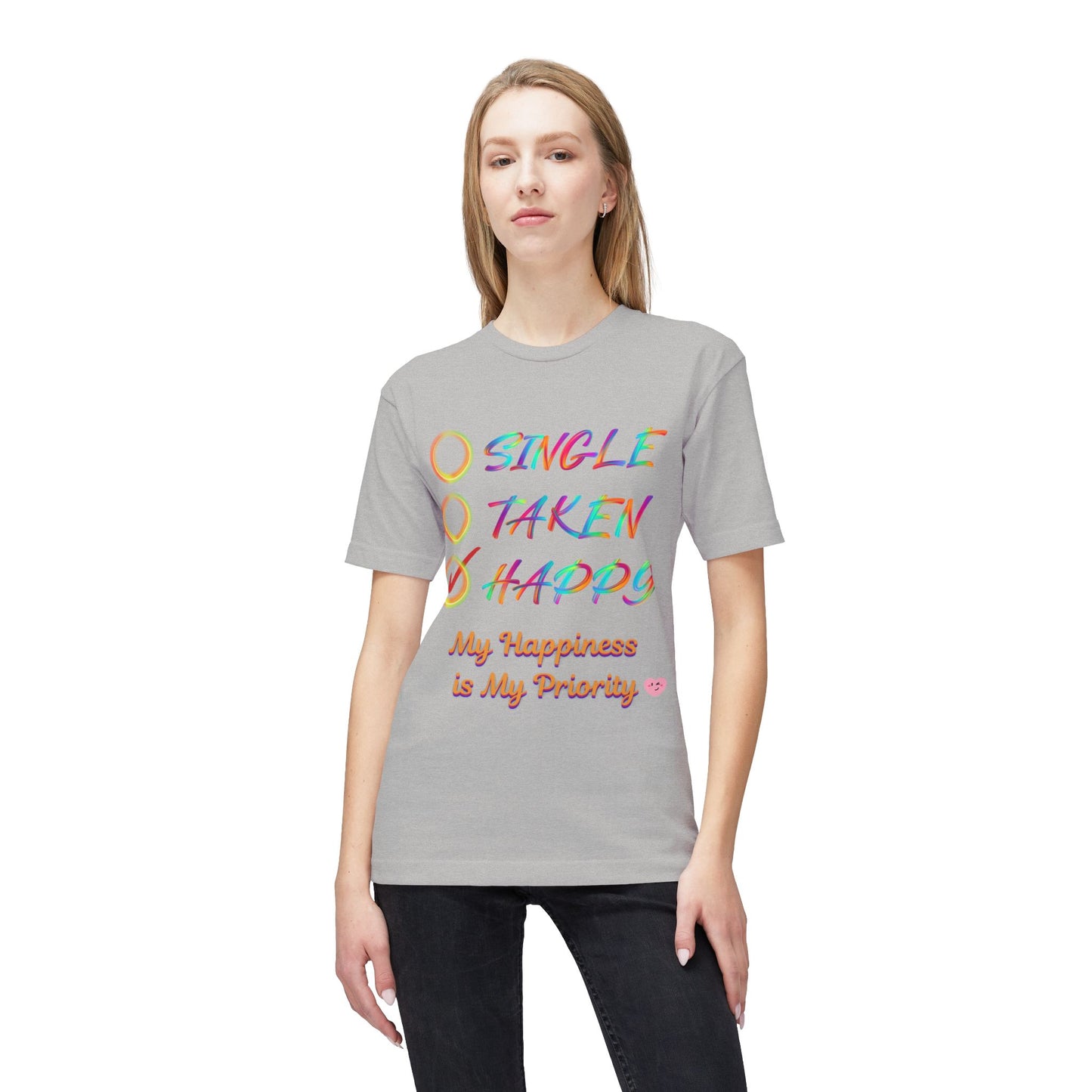 My Happiness is My Priority, Unisex Midweight T-shirt, Valentine to Myself T-Shirt, Valentine T-Shirt, Self-Love T-Shirts, Taken, Single Happy