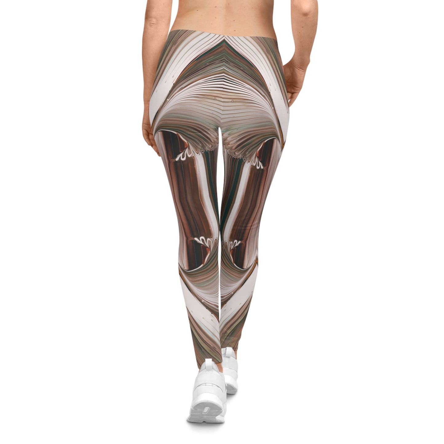 Abstract Earth-Tone Leggings — Boho Geometric Yoga Pants