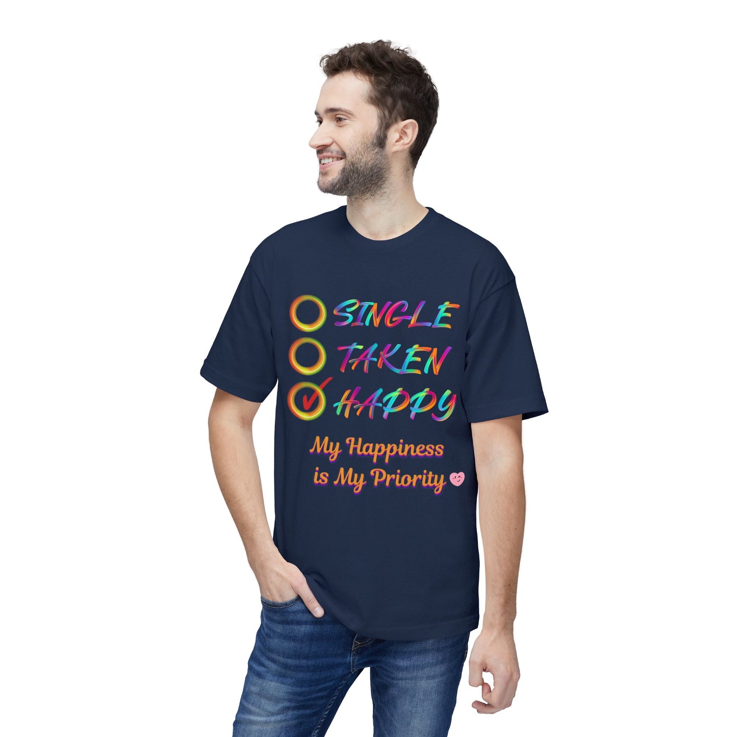 My Happiness is My Priority, Unisex Midweight T-shirt, Valentine to Myself T-Shirt, Valentine T-Shirt, Self-Love T-Shirts, Taken, Single Happy