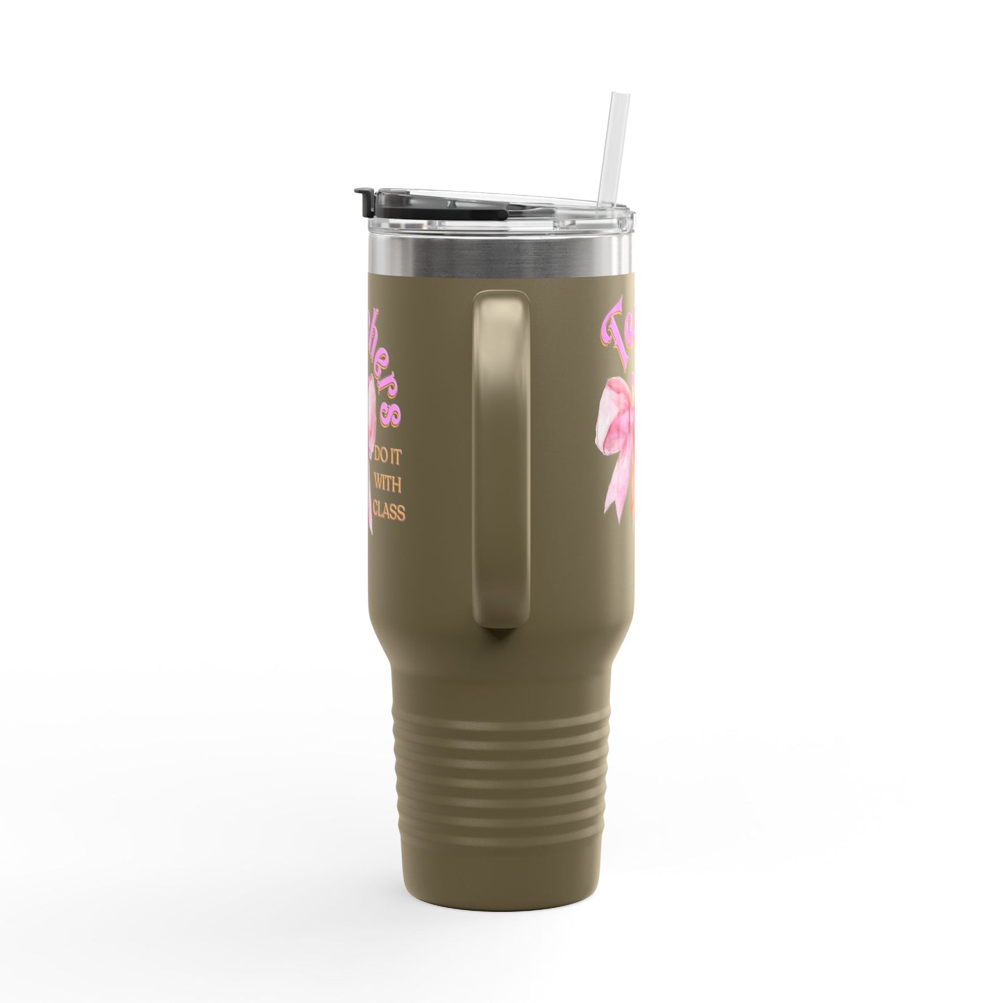 Stylish Insulated Travel Mug for Teachers, Cute 40oz Coquette Teacher Tumbler, Gifts for Educators, Coffee Lover Travel Cup, Back to School Mug Gift