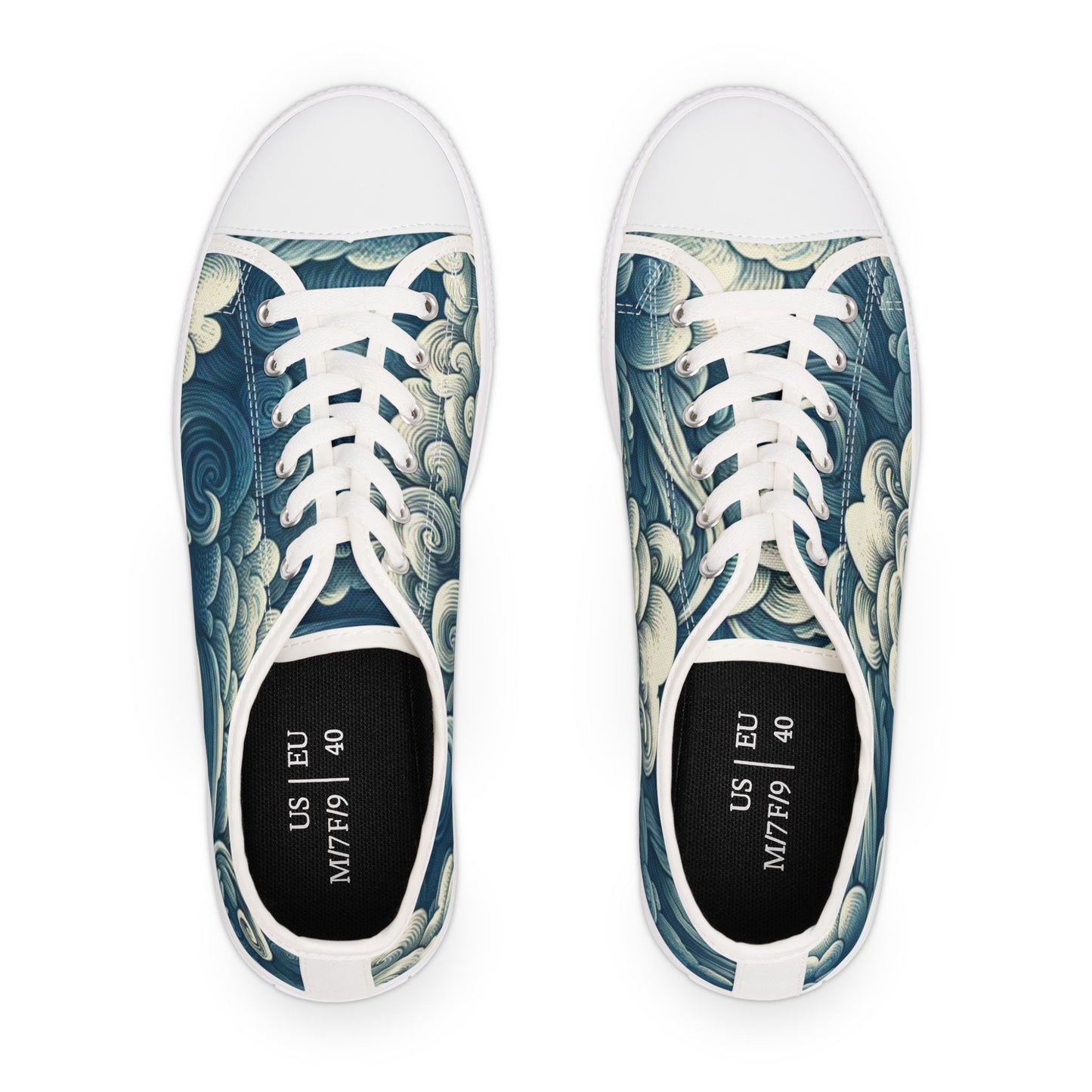 Women's Artistic Cloud Print Sneakers | Trendy Low-Top Shoes, Walking Sneakers, Casual Footwear, Gift for Her, Unique Sneaker Design
