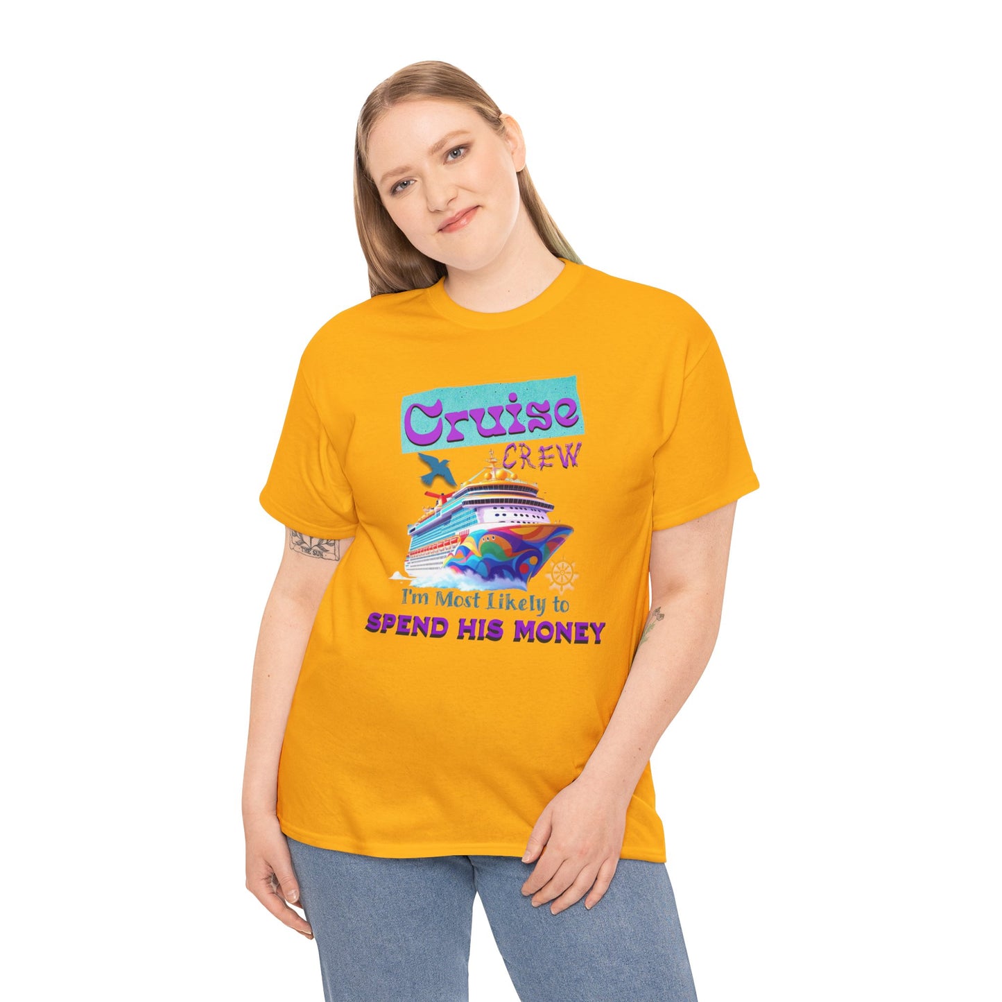 Funny Cruise Crew Tee, Vacation T-Shirt, Gift for Cruise Lovers, Vacation Humor Apparel, Travel Enthusiast Shirt, Spend His Money Tee