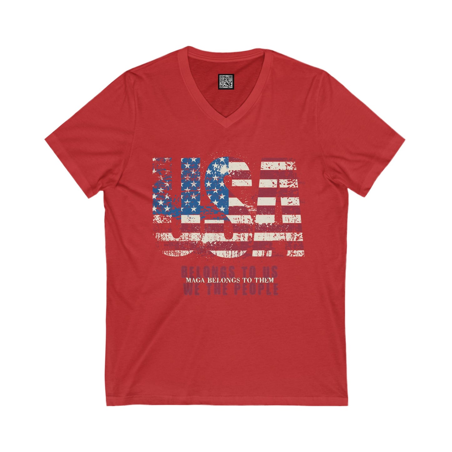 No Kings Protest V-Neck Tee - USA Belongs to Us WE the People, MAGA Belongs to Them, Fight Oligarchy T-Shirts, Hands Off Protest Shirt