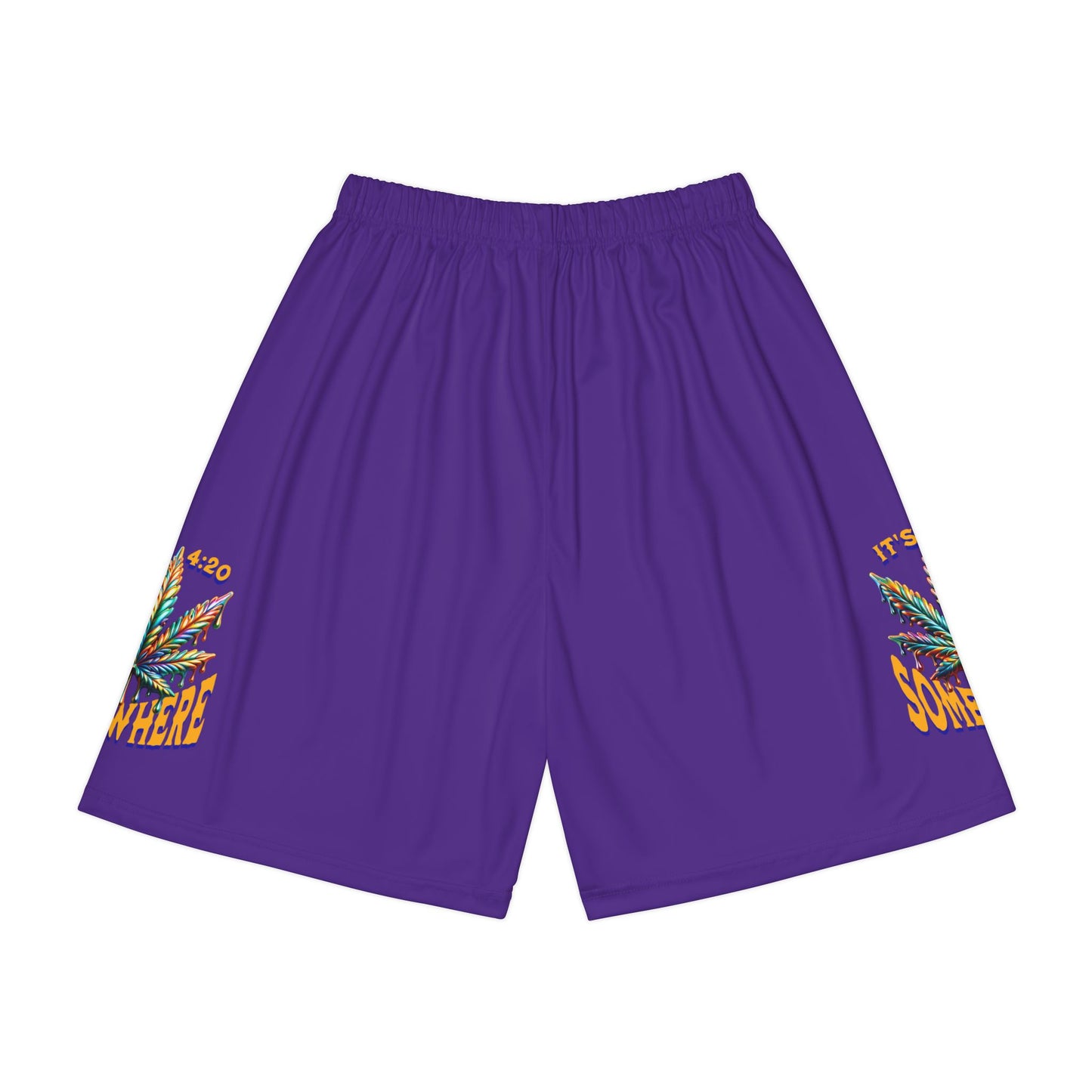 Men’s Cannabis Print Sports Shorts, Marijuana Basketball Shorts, Purple Cannabis Sports Shorts, 420 Clothing Unisex, Funny Cannabis Sports Shorts