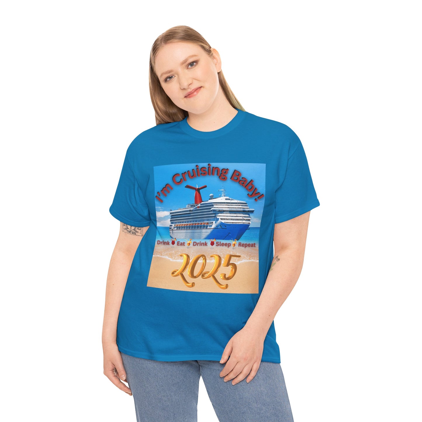 "I'm Cruising 2025" Unisex Heavy Cotton Tee, Cruise T-Shirts 2025, Unisex Cruise T-Shirts 2025, Bon Voyage Cruise Shirts