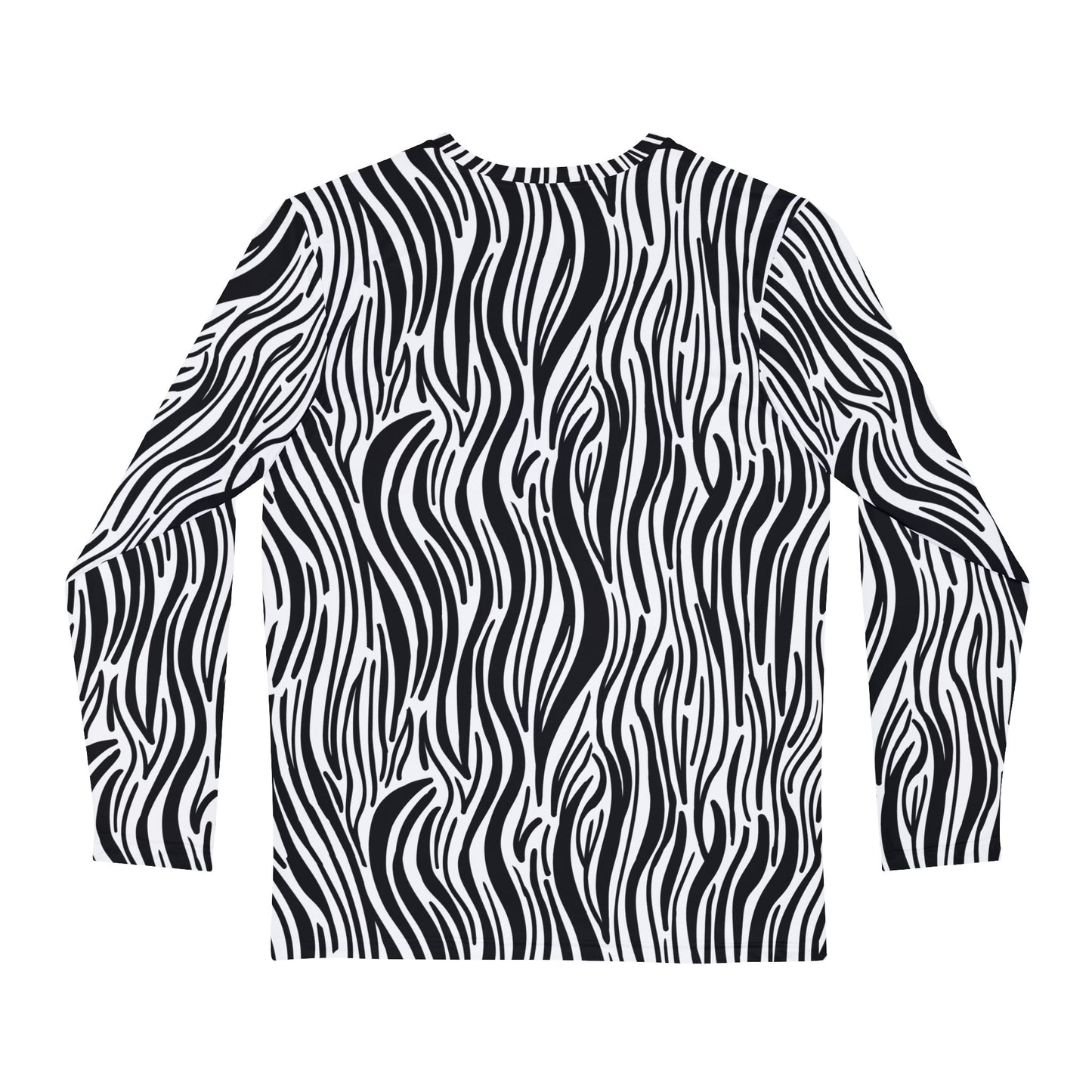Men's Zebra Print Long Sleeve Black and White Print Shirt (AOP), Zebra Print T-Shirt for Men 100% Polyester, Light Fabric Tees