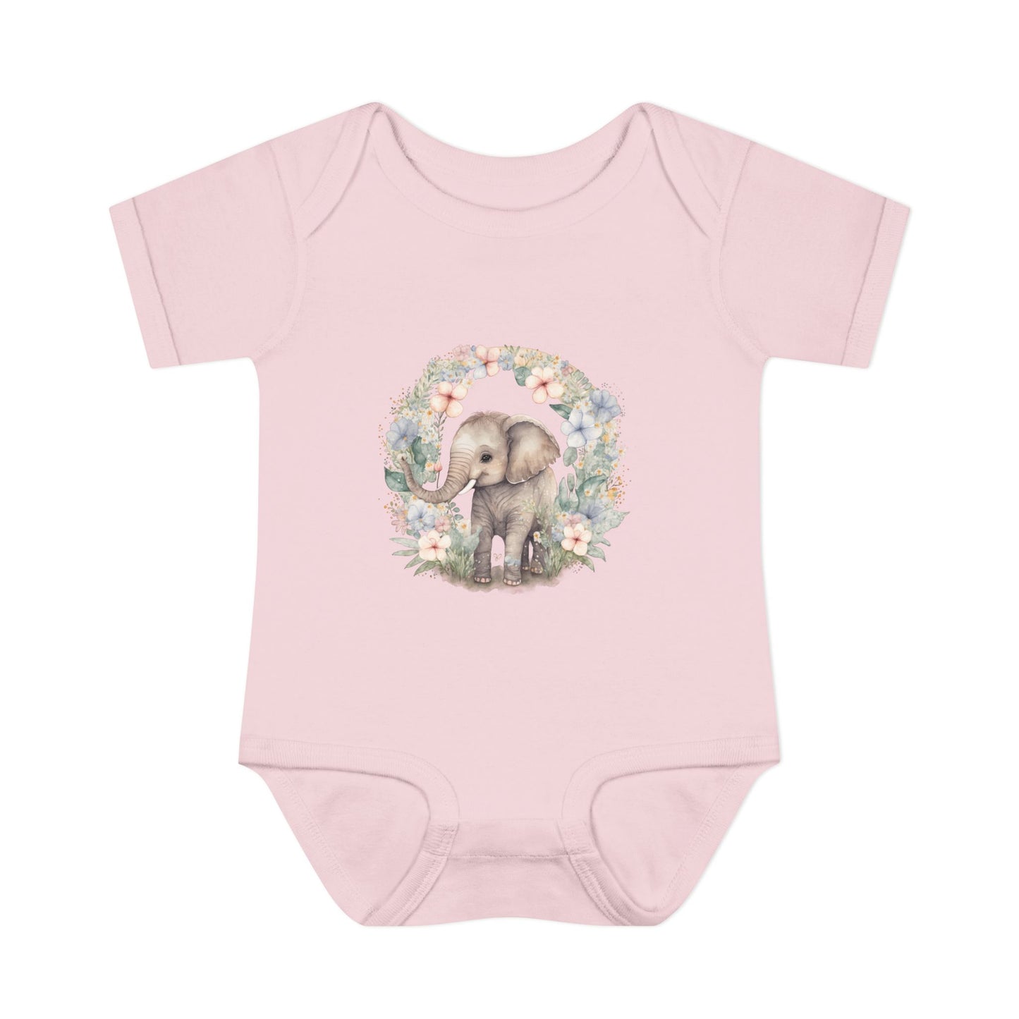 Elephant Baby Bodysuit, Cute Infant Outfit, Baby Shower Gift, Gender Neutral, Woodland Theme, Floral Design, Newborn Clothing
