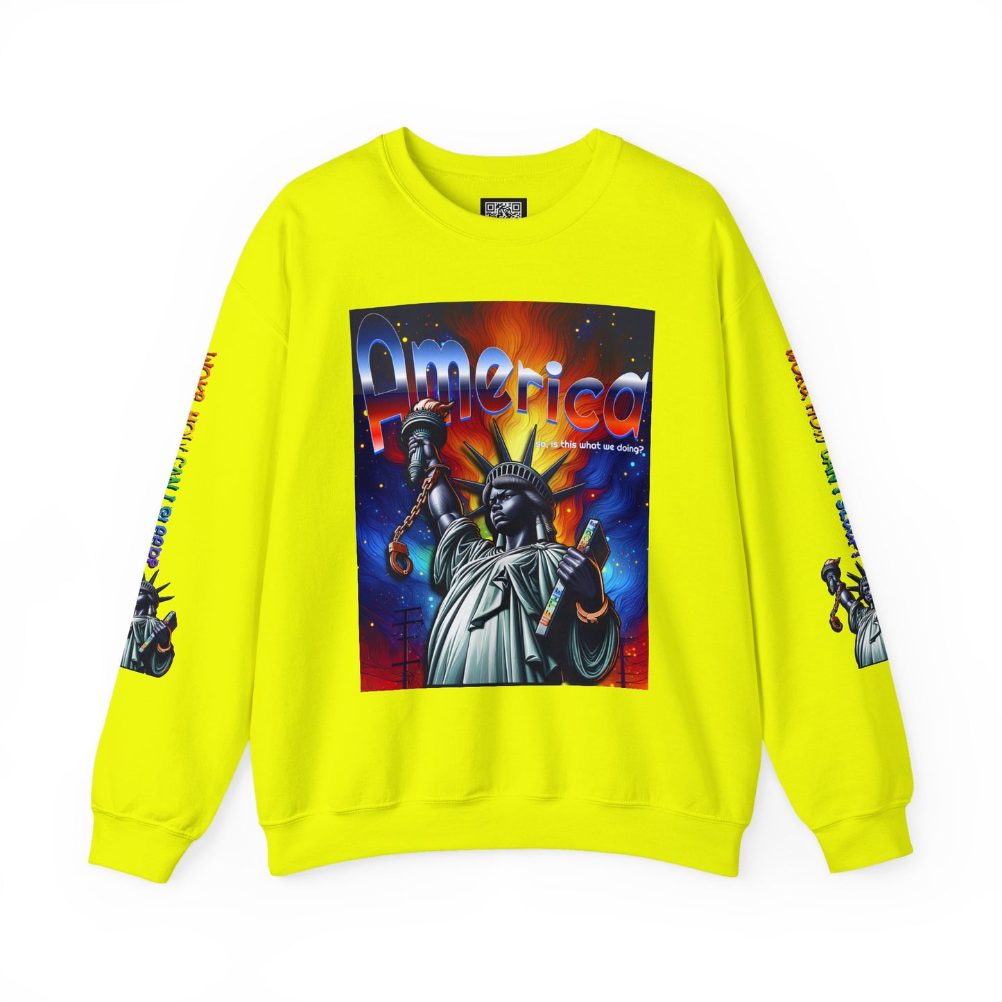 America Graphic Crewneck Sweatshirt - Juneteenth Unisex Heavy Blend™ - Casual Activist Fashion, No Kings Protest Shirt, Hands Off Protest Tee