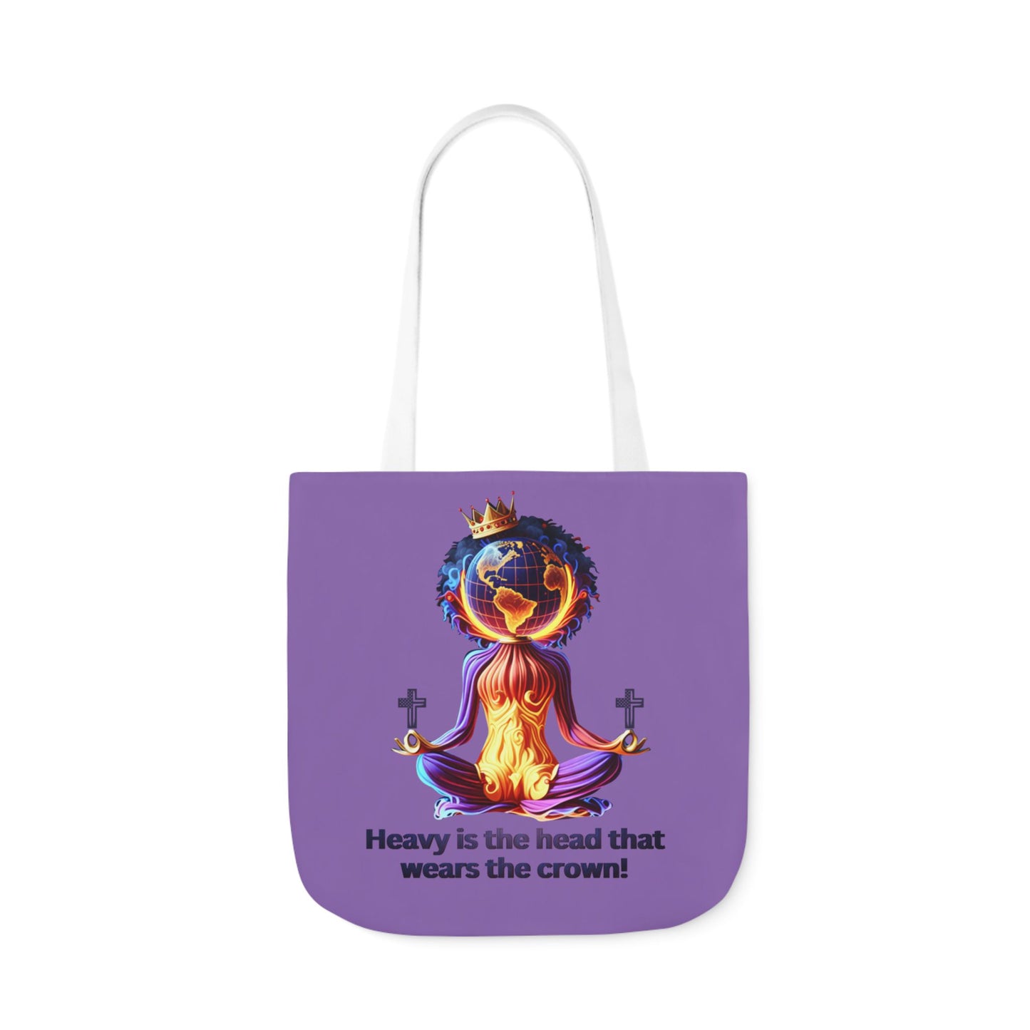 "Heavy is the Head" Canvas Tote Bag, 5-Color Straps, Purple Tote Bag for Women, Purple Inspirational Tote Bag for Women, Tote Bag Gift for Women