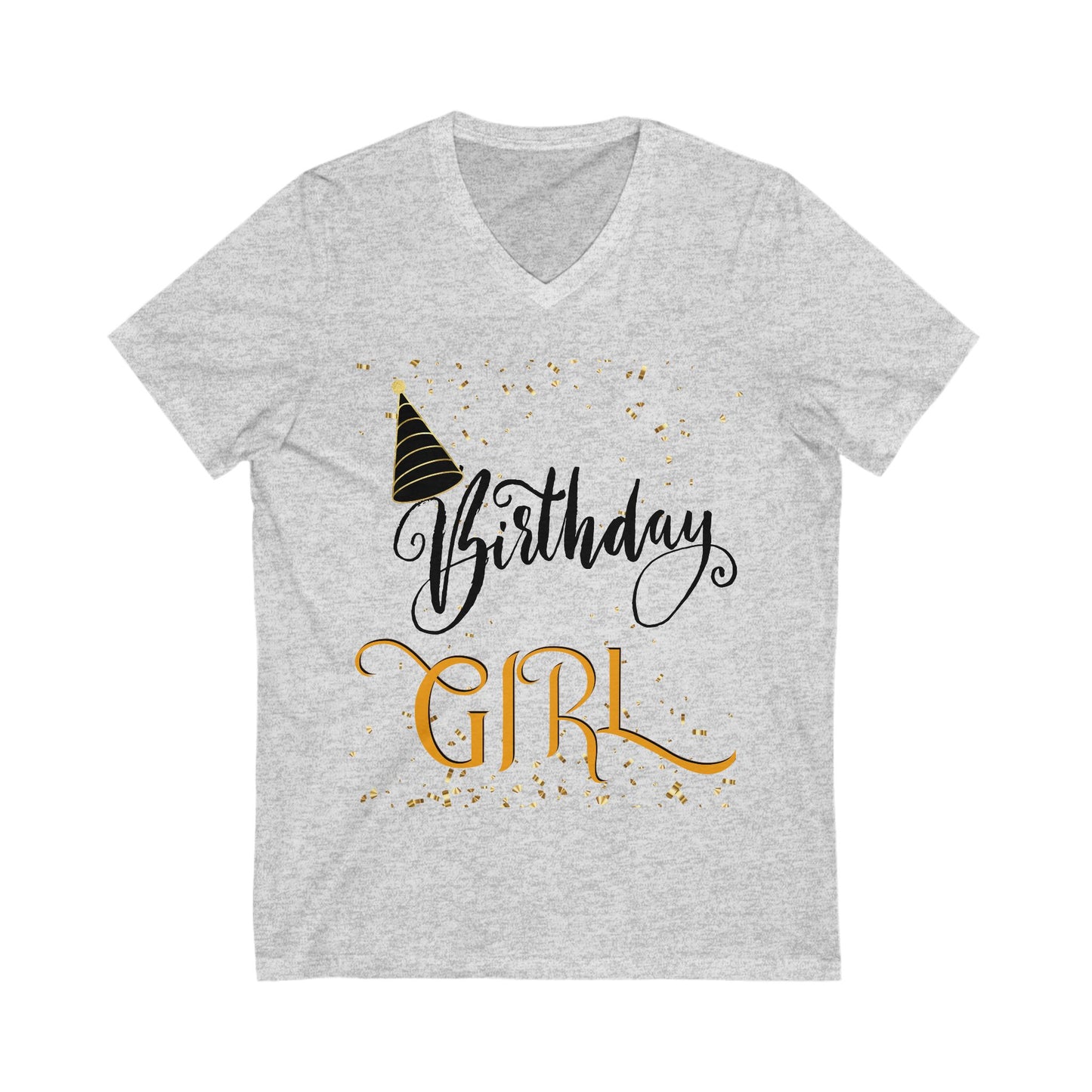 Birthday Girl Jersey Short Sleeve V-Neck Tee, Birthday T-Shirt for Women and Teens