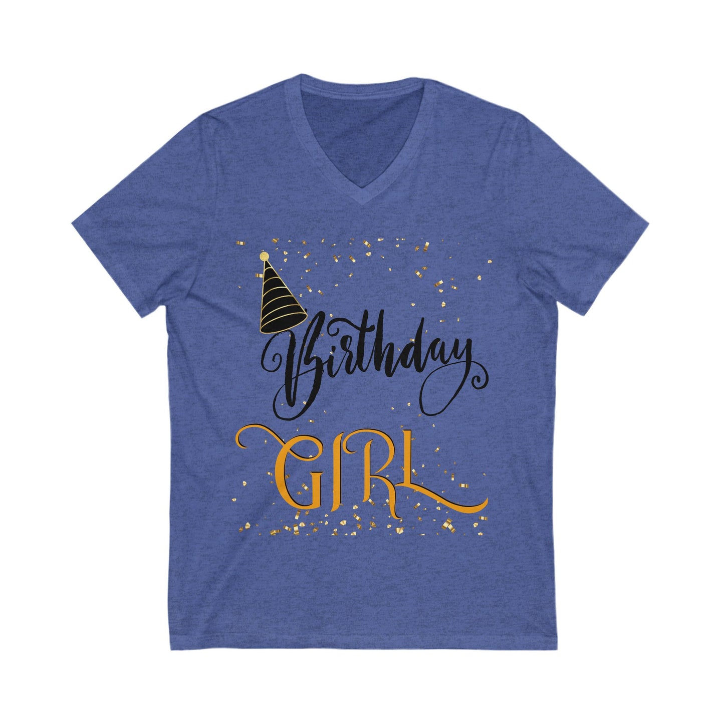 Birthday Girl Jersey Short Sleeve V-Neck Tee, Birthday T-Shirt for Women and Teens
