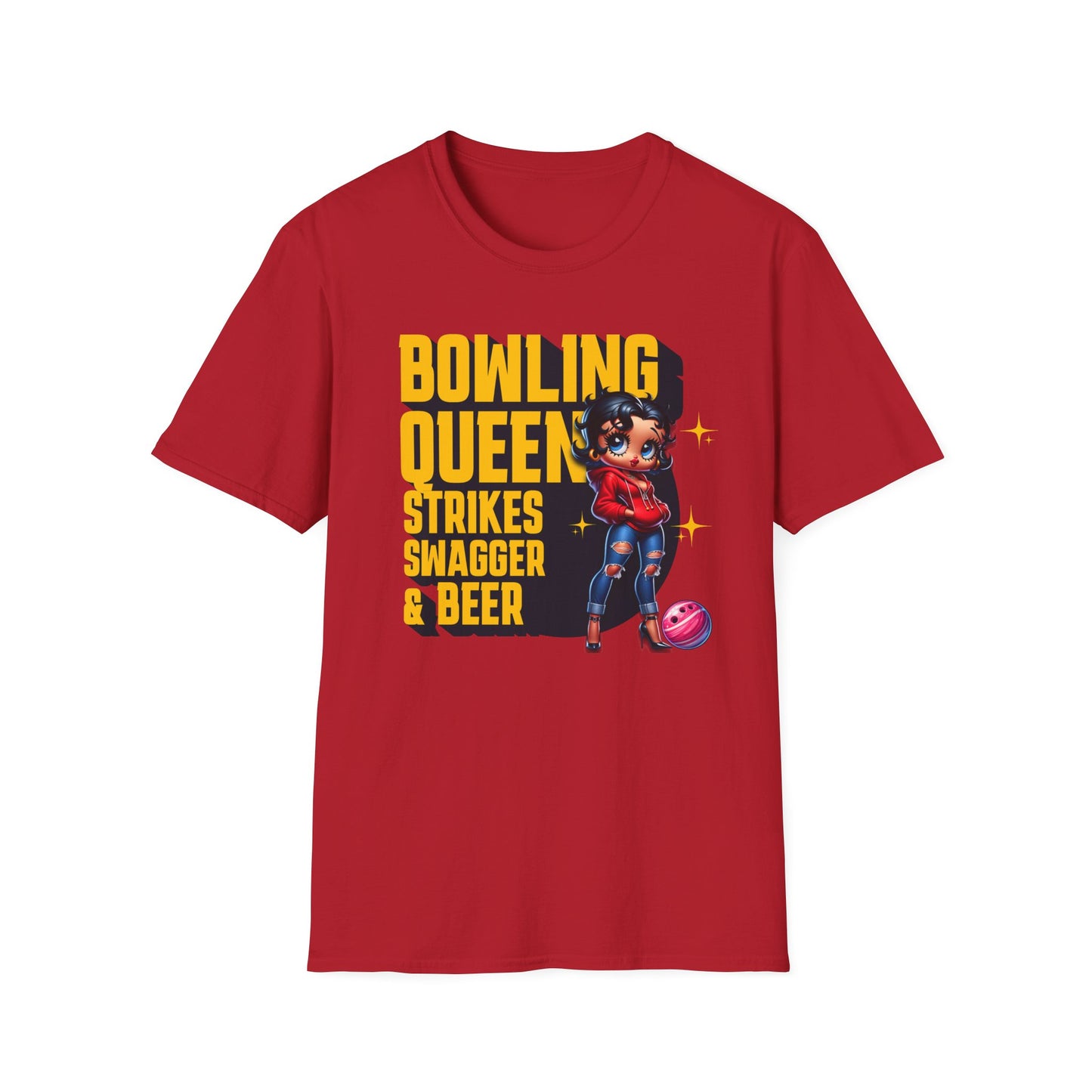 Betty Boop the Bowling Queen T-Shirt, Cute Betty Boop Shirt, Perfect Gift for a Bowler, Strikes Swagger & Beer
