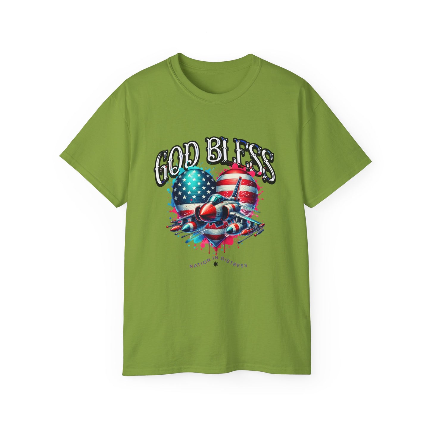 God Bless America Unisex Ultra Cotton T-Shirts, Nation in Distress Shirt, Fight for Democracy T-Shirt, God Bless the USA Tees