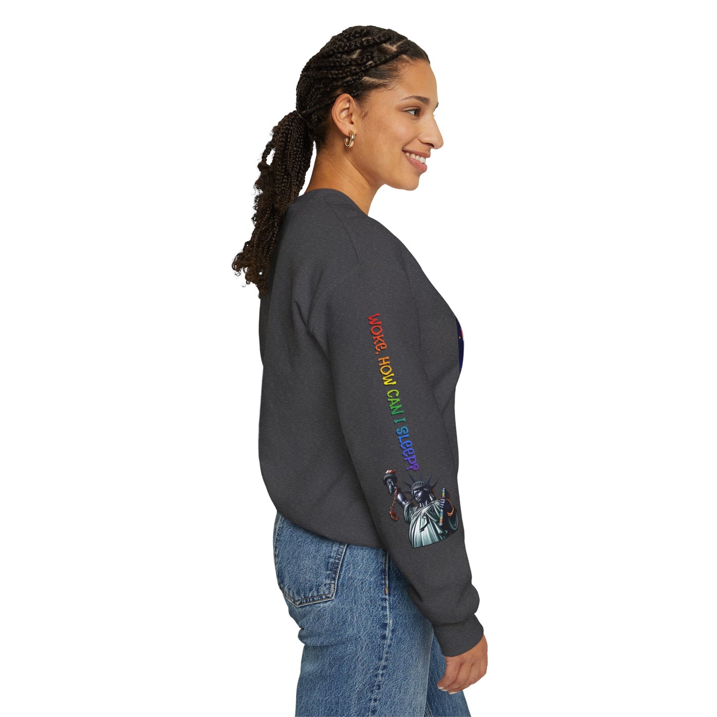 America Graphic Crewneck Sweatshirt - Juneteenth Unisex Heavy Blend™ - Casual Activist Fashion, No Kings Protest Shirt, Hands Off Protest Tee