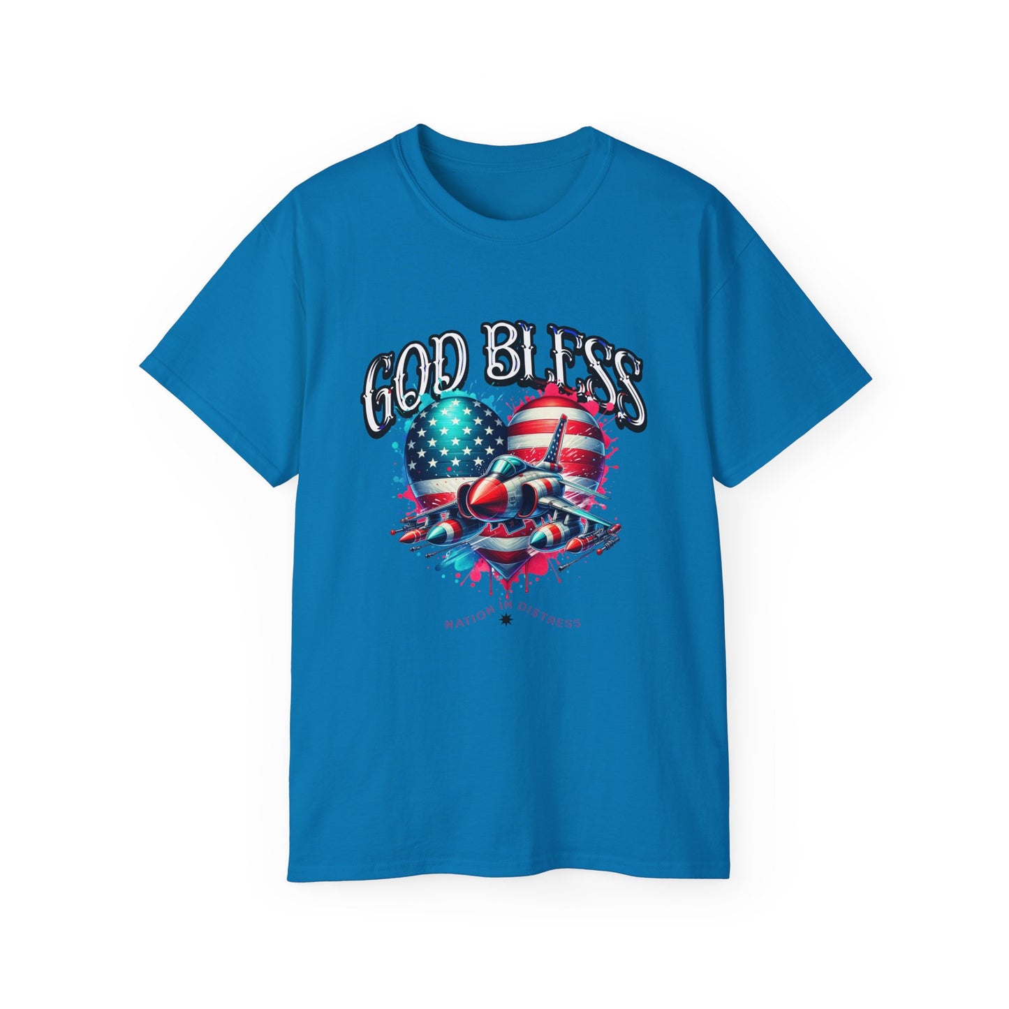 God Bless America Unisex Ultra Cotton T-Shirts, Nation in Distress Shirt, Fight for Democracy T-Shirt, God Bless the USA Tees