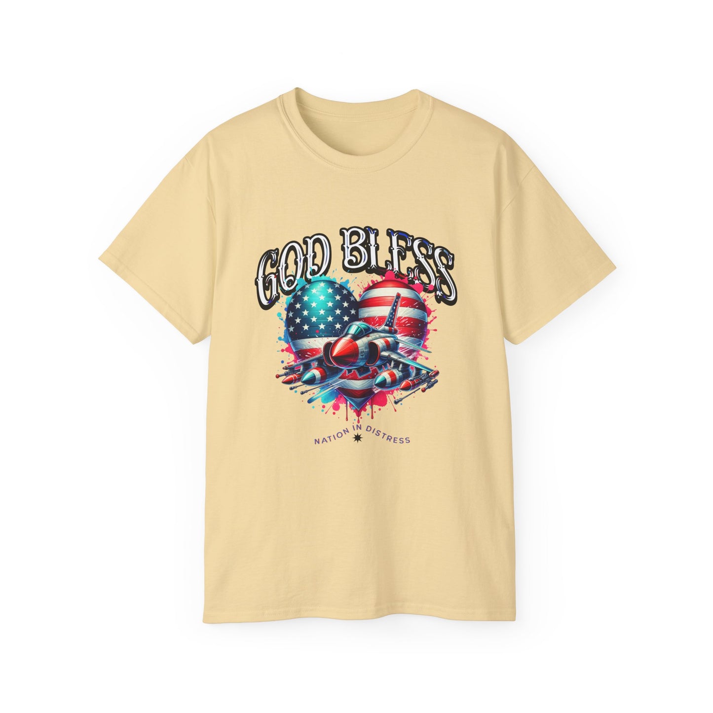 God Bless America Unisex Ultra Cotton T-Shirts, Nation in Distress Shirt, Fight for Democracy T-Shirt, God Bless the USA Tees