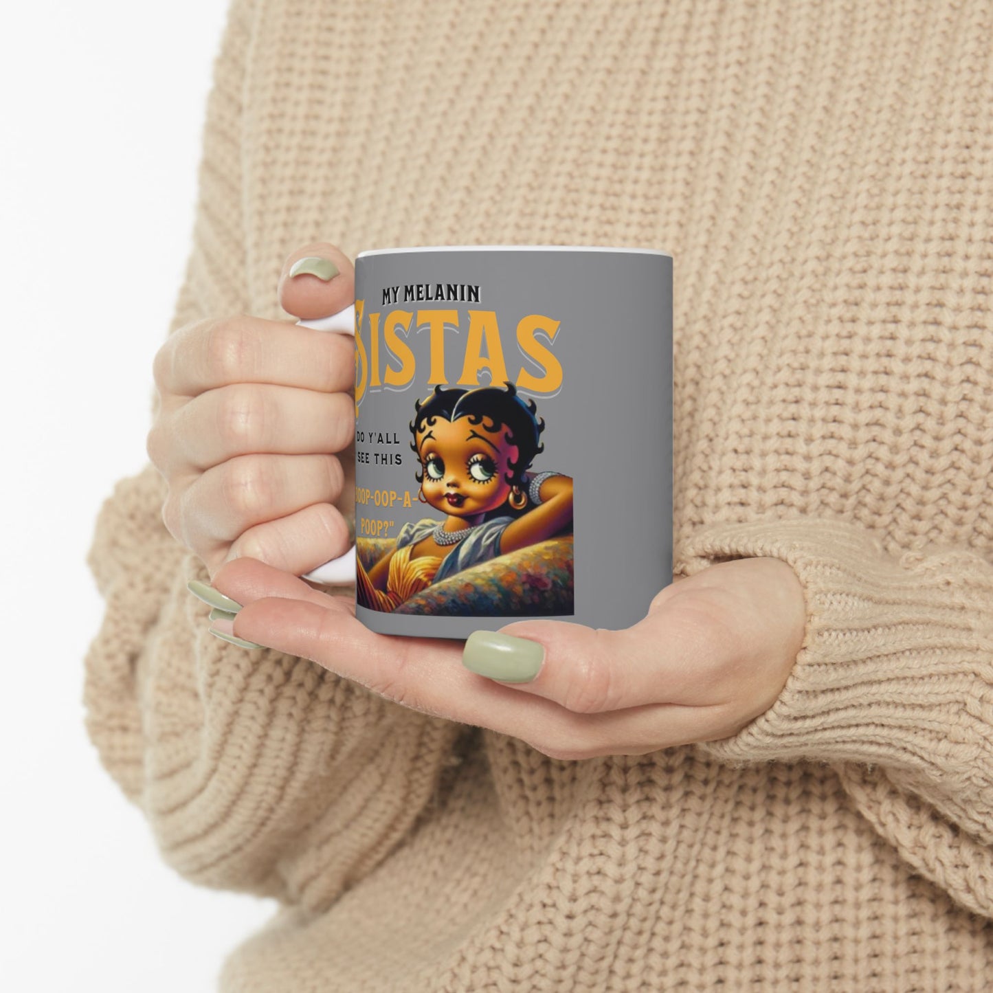 Black Betty Boop Ceramic Mug, (11oz, 15oz), Melanin Betty Boop Humorous Mug, 92 Percent Black Women Mugs, Betty Boop Merchandise