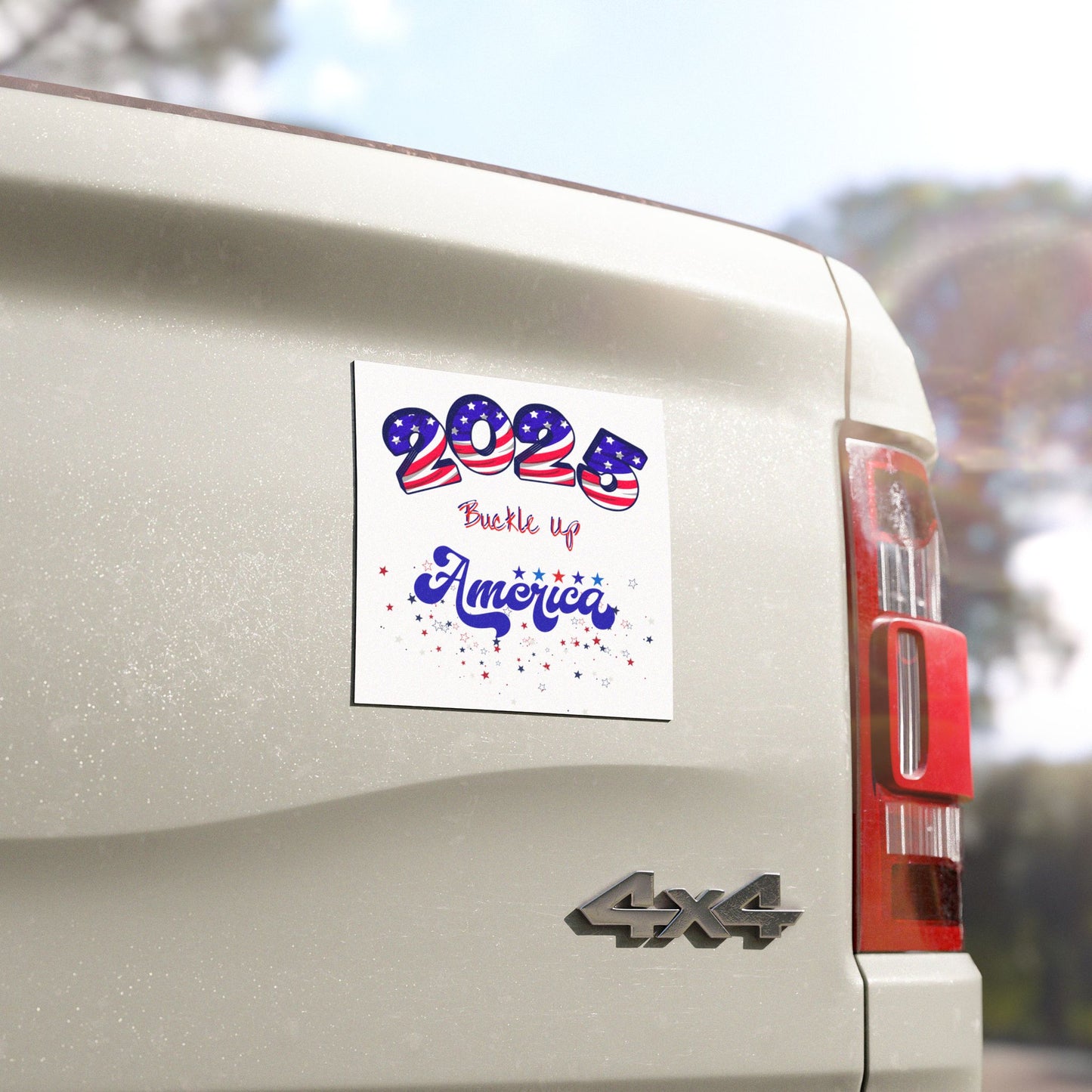 Patriotic 2025 Car Magnet – Buckle Up America Decor, Anti-Trump Car Decal, Save Democracy Now Car Magnet,