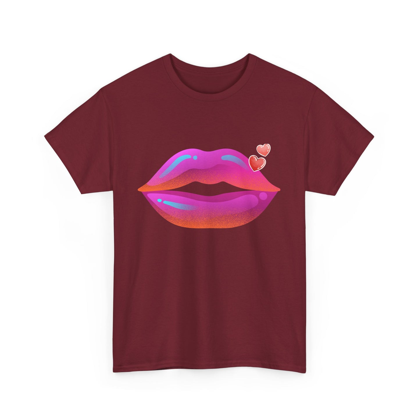 Bold Kiss Lips with Hearts Shirt, Vibrant Pop Art Lip T-Shirt, Valentine T-Shirt Gift, Lip Art Shirt, Black History T-Shirts for Women