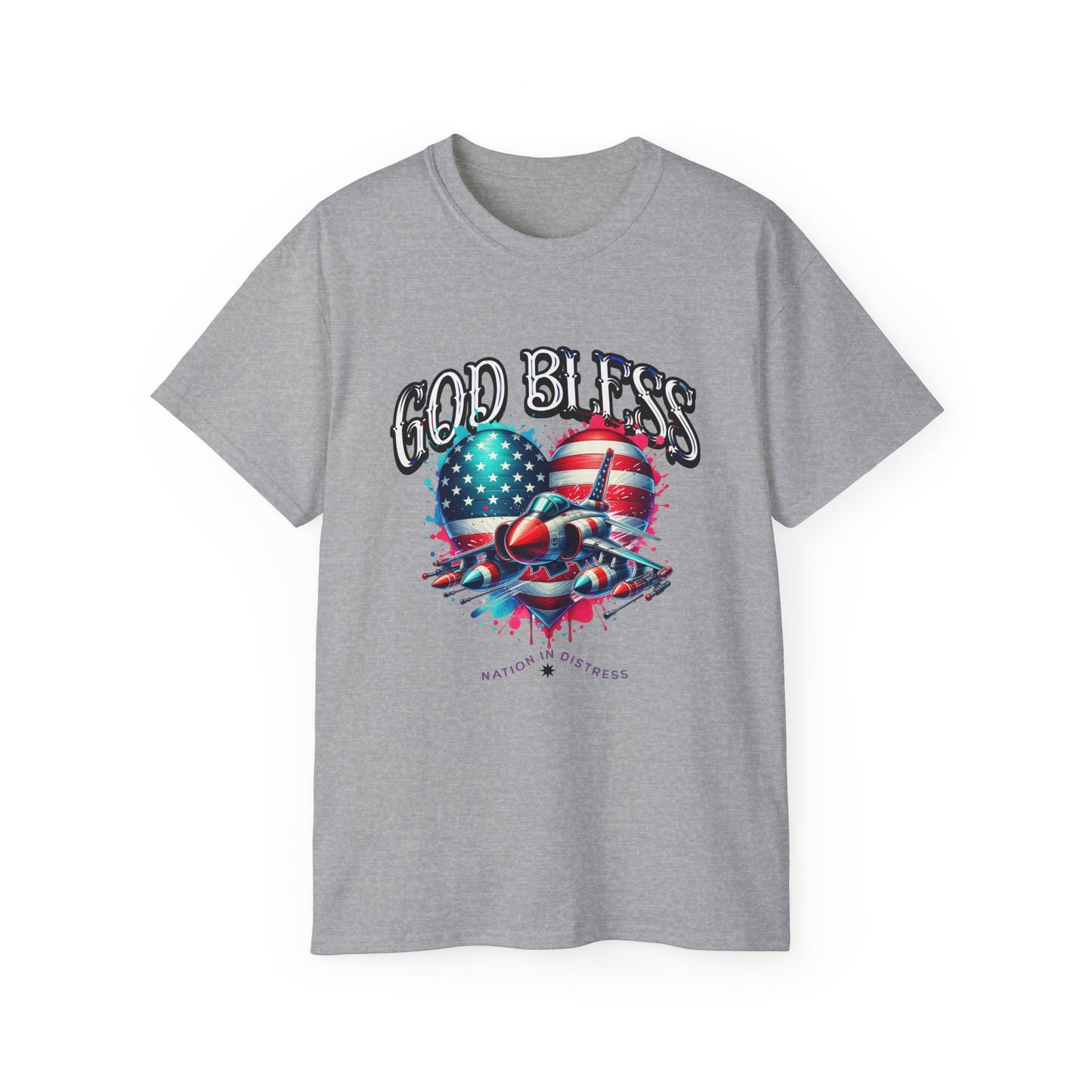 God Bless America Unisex Ultra Cotton T-Shirts, Nation in Distress Shirt, Fight for Democracy T-Shirt, God Bless the USA Tees