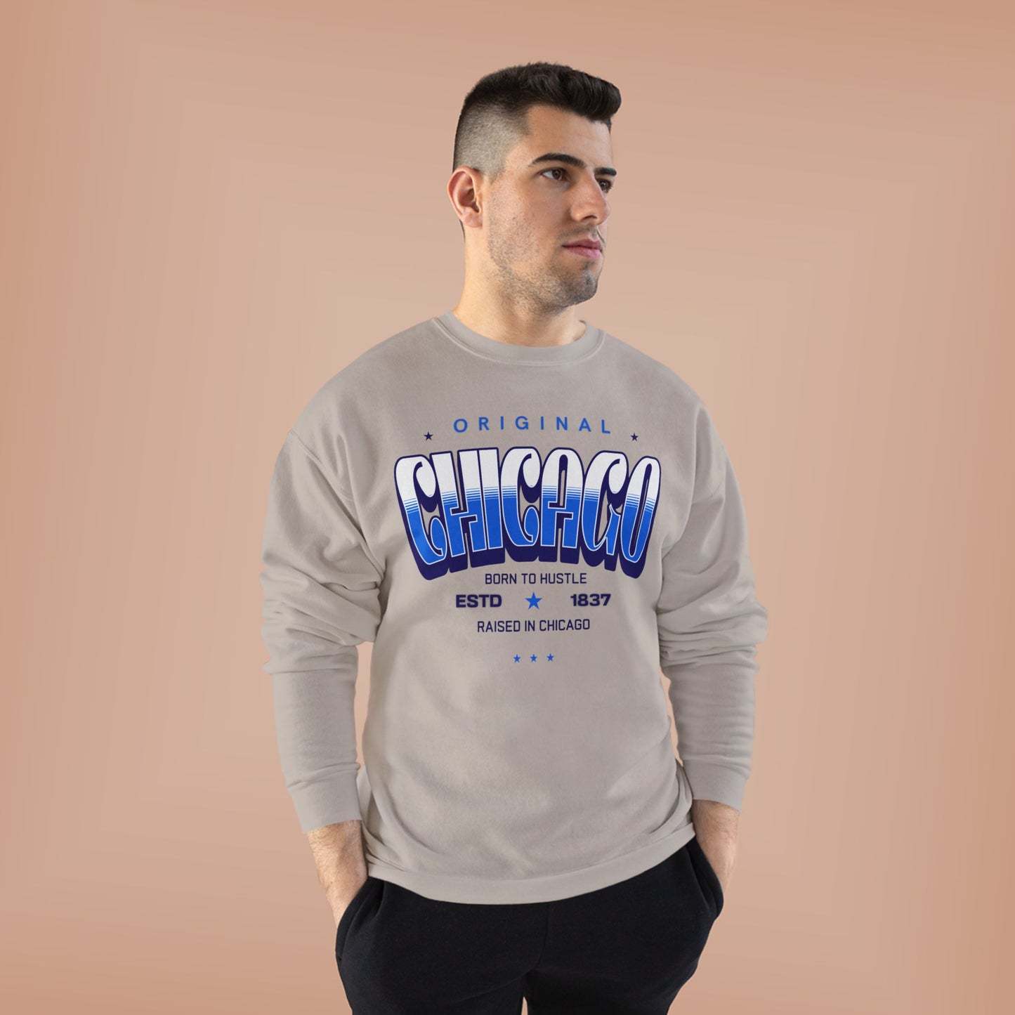 Chicago Hustle EcoSmart Crewneck Sweatshirt, Unisex Sweatshirt, Gift for Chicago Lovers, Trendy Streetwear, Casual Wear, Cozy Sweatshirt
