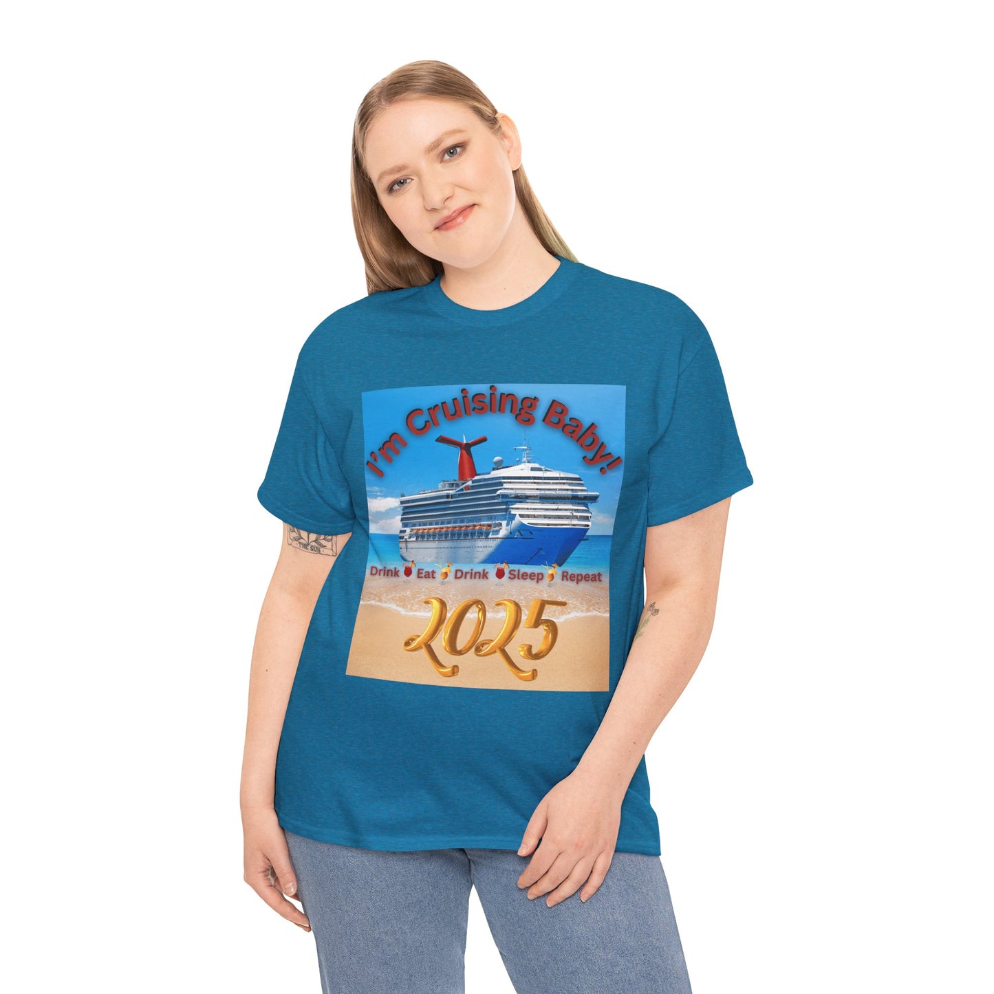 "I'm Cruising 2025" Unisex Heavy Cotton Tee, Cruise T-Shirts 2025, Unisex Cruise T-Shirts 2025, Bon Voyage Cruise Shirts