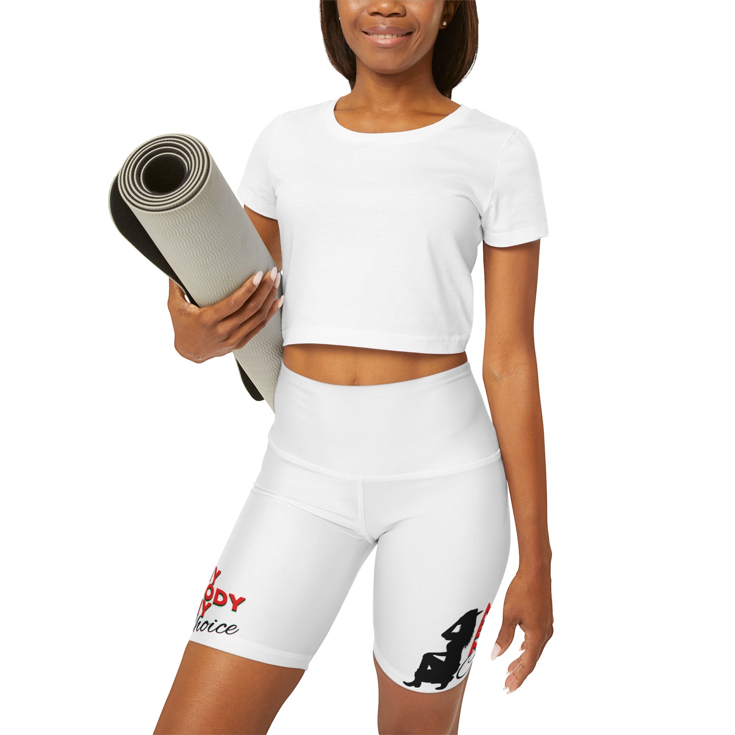 High Waisted Yoga Shorts, My Body My Choice, Pro Choice Clothing, Cute Yoga Shorts,