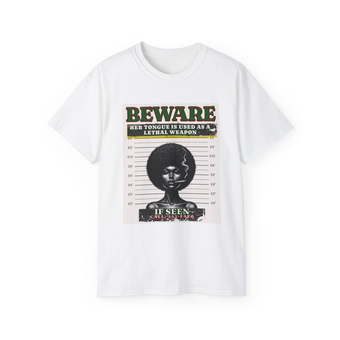 Empowering Graphic Tee, Her Tongue is a Lethal Weapon Shirt, FAFO Cotton T-Shirt, Inspirational Art Tee, Funny Trendy Gift for Friends