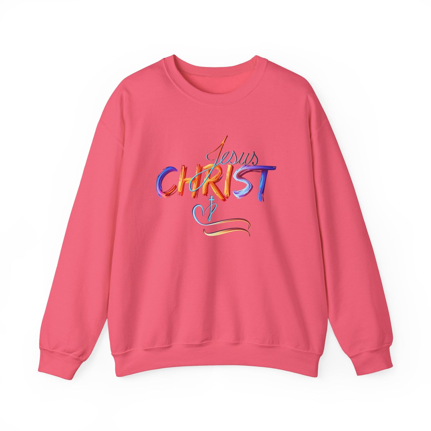 Jesus Christ – Faith & Light Crewneck Sweatshirt, Christian Apparel, Bold Christian Graphics, Christian Gifts, Faith-Based Art, Gospel Merchandise