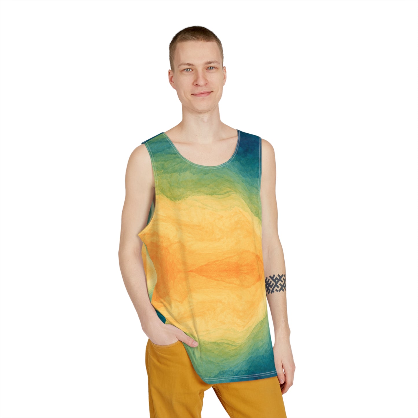 Men's Multi-Colored Gradient Tank Top, Gym Tank Top for Men, Perfect Gift for Sports Enthusiasts: Basketball, Skaters, Soccer, Etc.