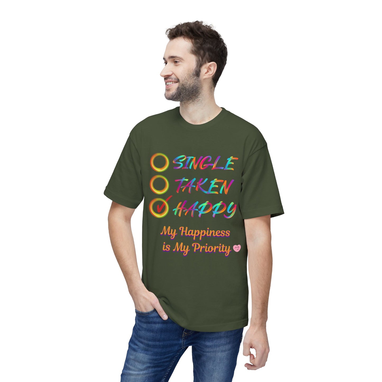 My Happiness is My Priority, Unisex Midweight T-shirt, Valentine to Myself T-Shirt, Valentine T-Shirt, Self-Love T-Shirts, Taken, Single Happy