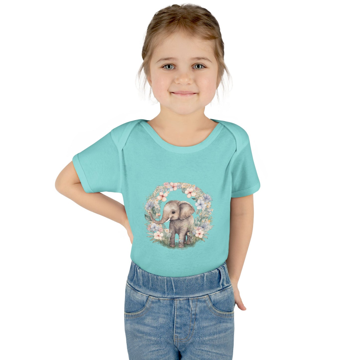 Elephant Baby Bodysuit, Cute Infant Outfit, Baby Shower Gift, Gender Neutral, Woodland Theme, Floral Design, Newborn Clothing