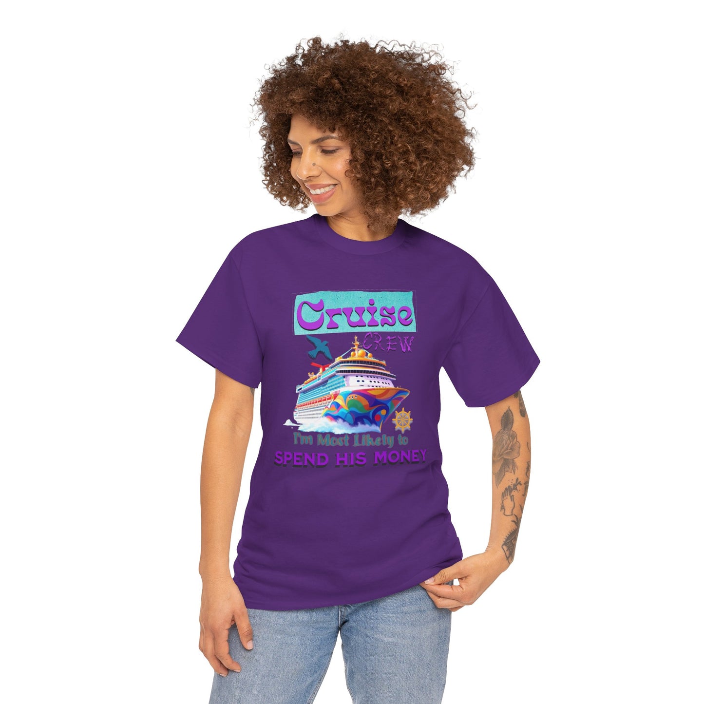 Funny Cruise Crew Tee, Vacation T-Shirt, Gift for Cruise Lovers, Vacation Humor Apparel, Travel Enthusiast Shirt, Spend His Money Tee