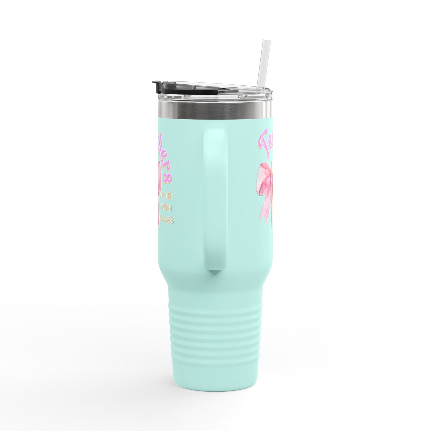 Stylish Insulated Travel Mug for Teachers, Cute 40oz Coquette Teacher Tumbler, Gifts for Educators, Coffee Lover Travel Cup, Back to School Mug Gift