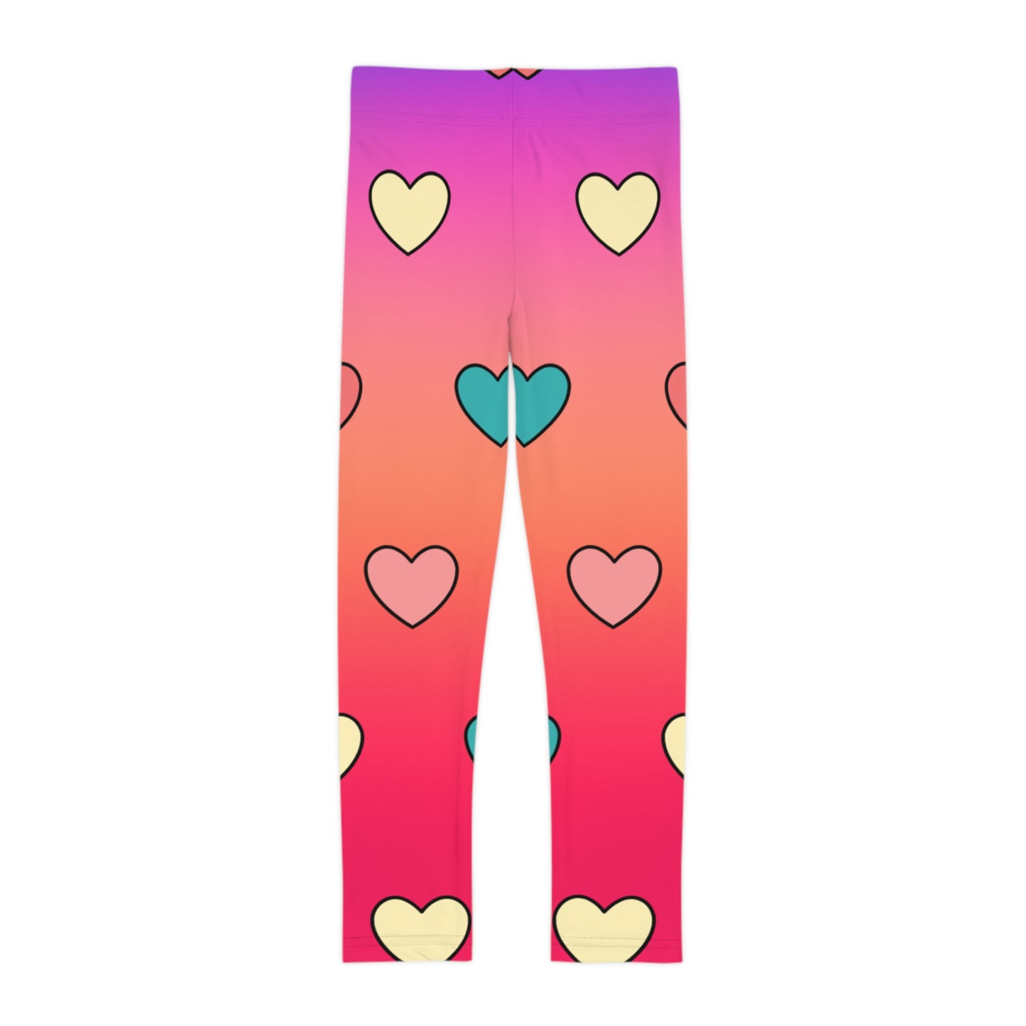 Colorful Heart Kids Leggings, Stylish & Fun Leggings for Active Play, Cute Girls Heart Print Leggings,