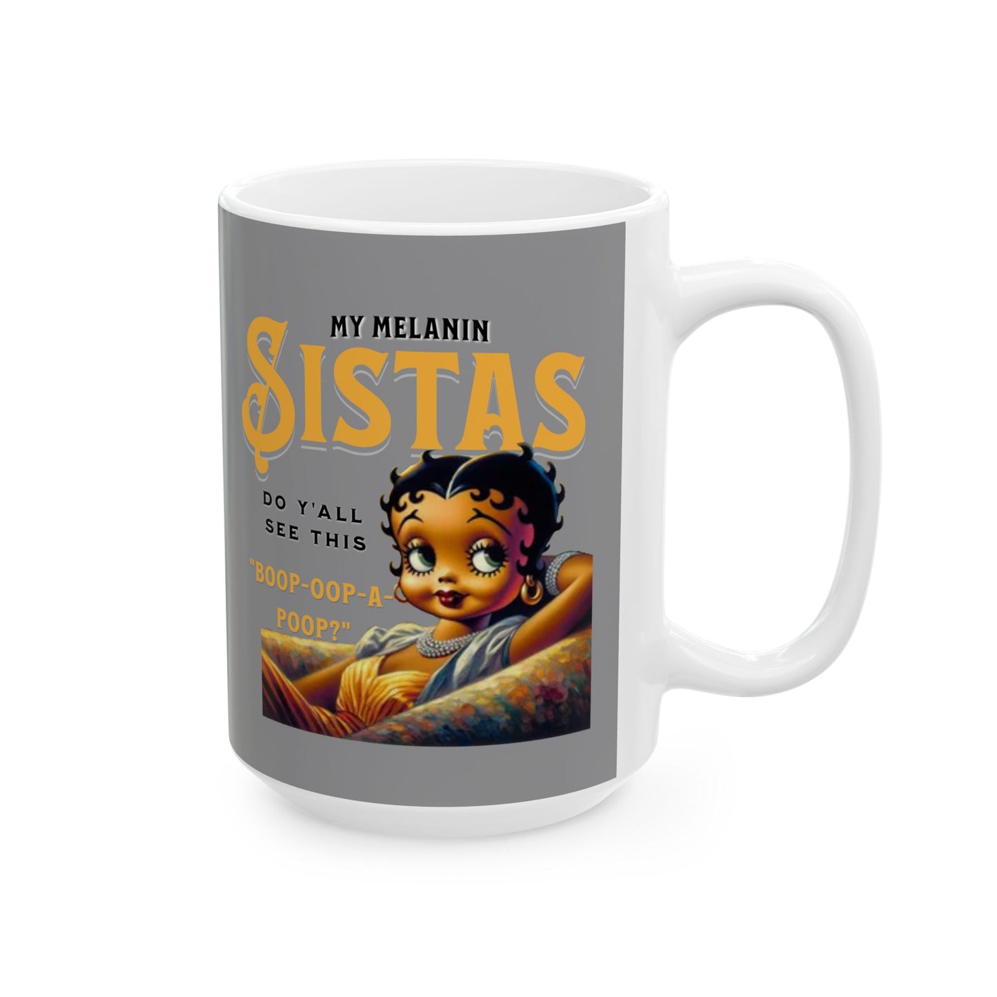 Black Betty Boop Ceramic Mug, (11oz, 15oz), Melanin Betty Boop Humorous Mug, 92 Percent Black Women Mugs, Betty Boop Merchandise
