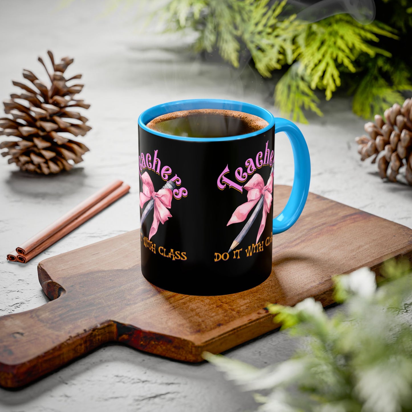 Colorful Mugs (11oz, 15oz), Teacher Appreciation Gift, Cute Gift for Teachers, Coffee Mug for Teachers, Coquette Bow Coffee Mug