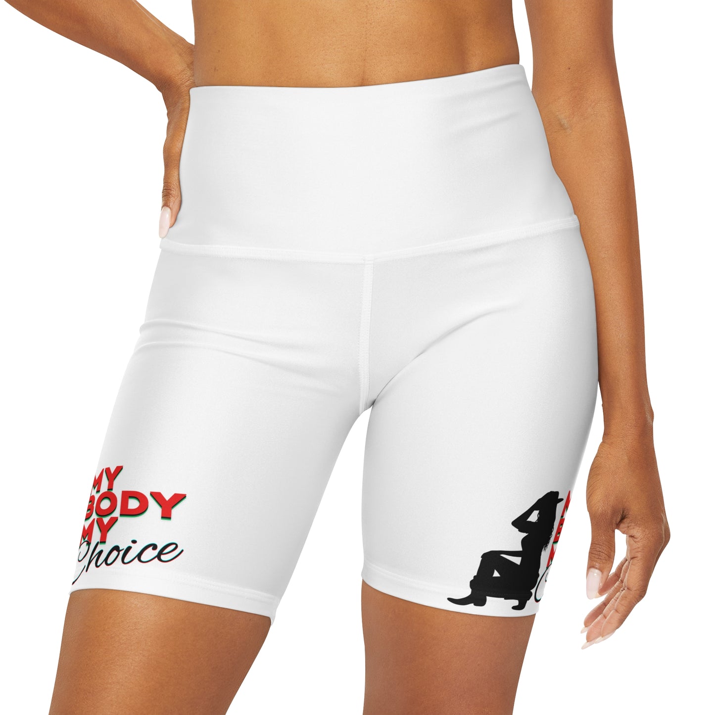 High Waisted Yoga Shorts, My Body My Choice, Pro Choice Clothing, Cute Yoga Shorts,