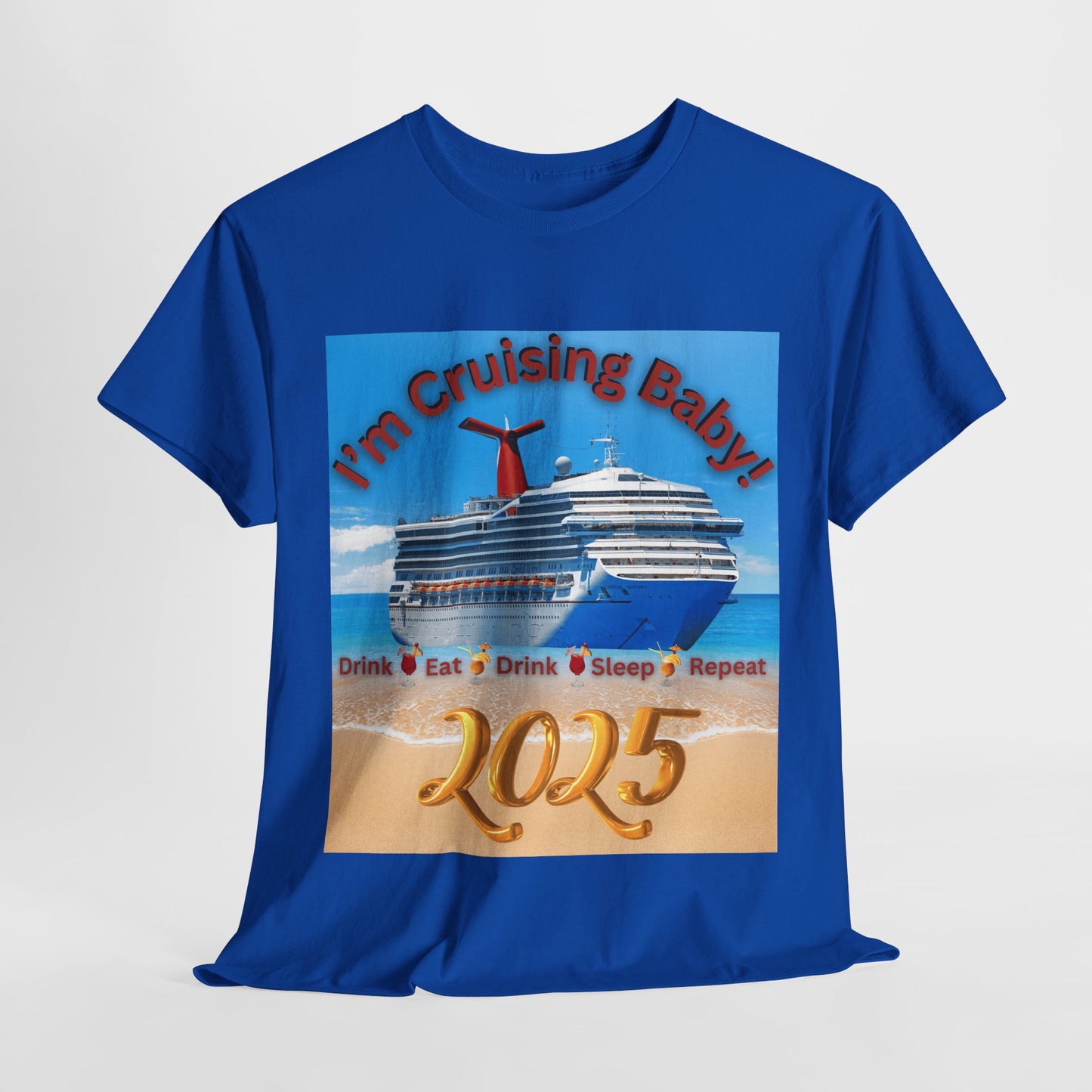 "I'm Cruising 2025" Unisex Heavy Cotton Tee, Cruise T-Shirts 2025, Unisex Cruise T-Shirts 2025, Bon Voyage Cruise Shirts