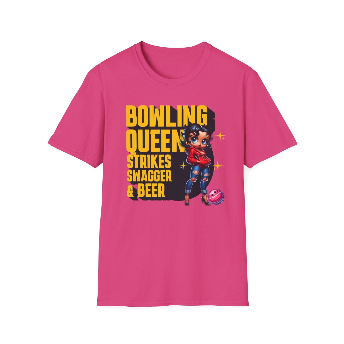 Betty Boop the Bowling Queen T-Shirt, Cute Betty Boop Shirt, Perfect Gift for a Bowler, Strikes Swagger & Beer